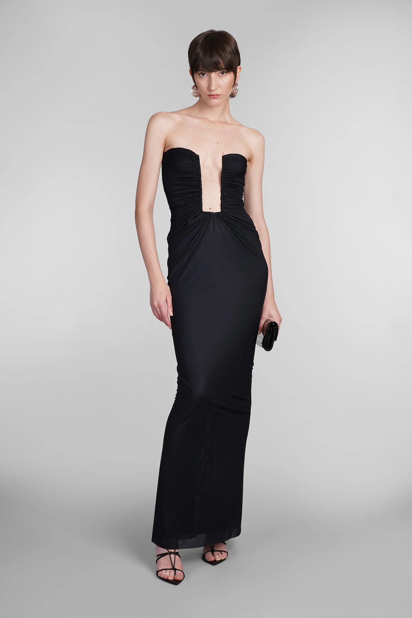 Dress woman in black viscose - Image 2
