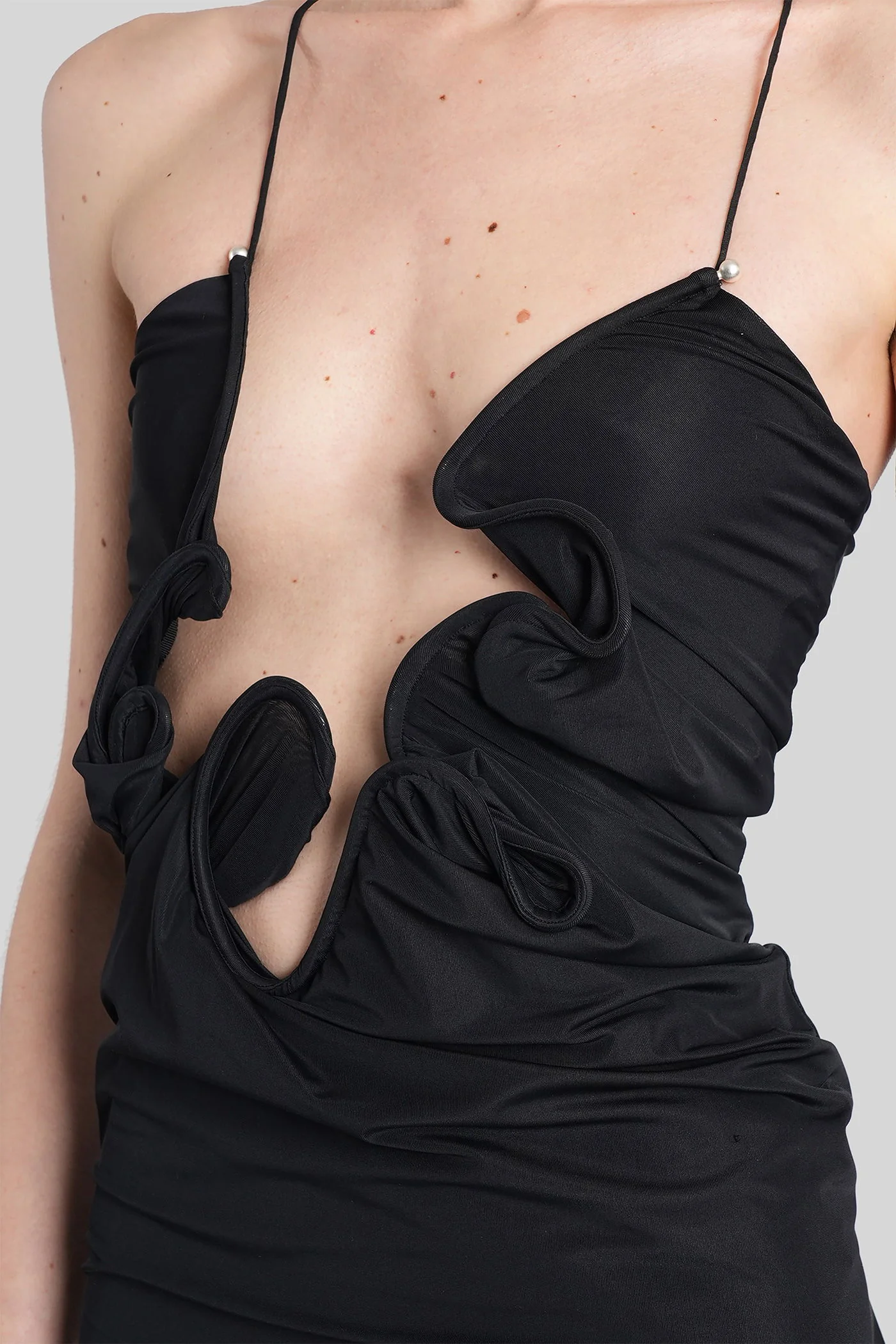Long dress in black polyamide - Image 5