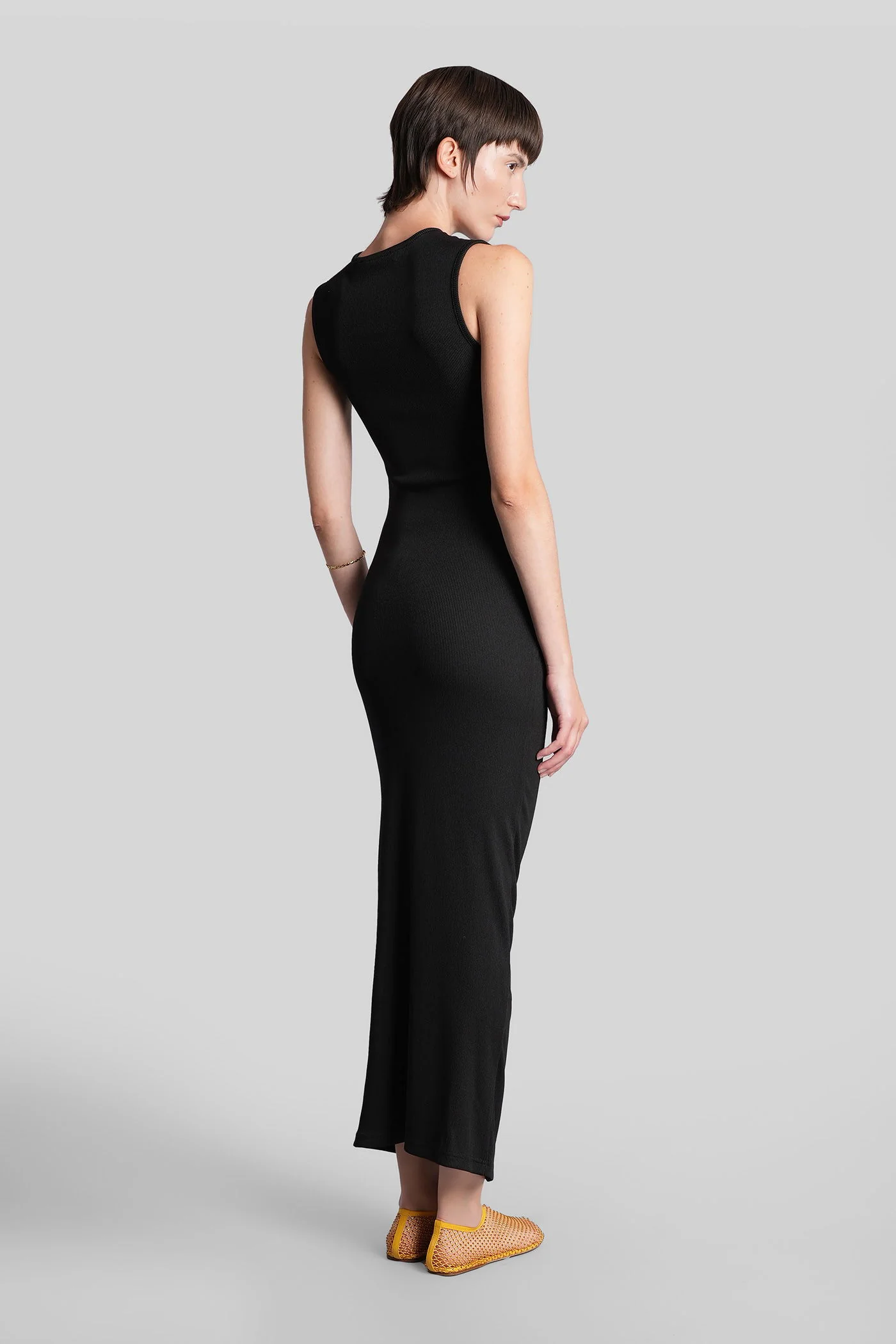 Long dress in black polyester - Image 3