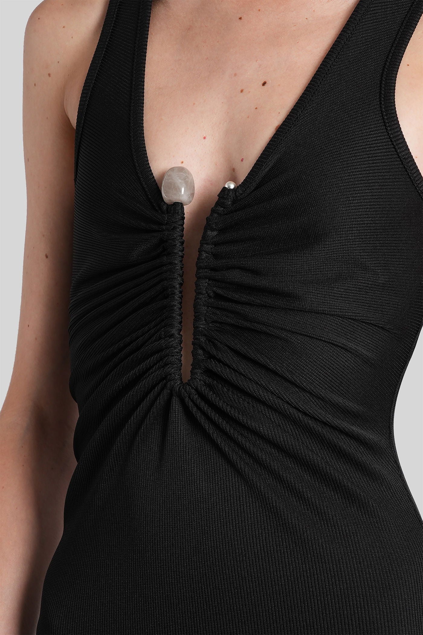 Long dress in black polyester - Image 5