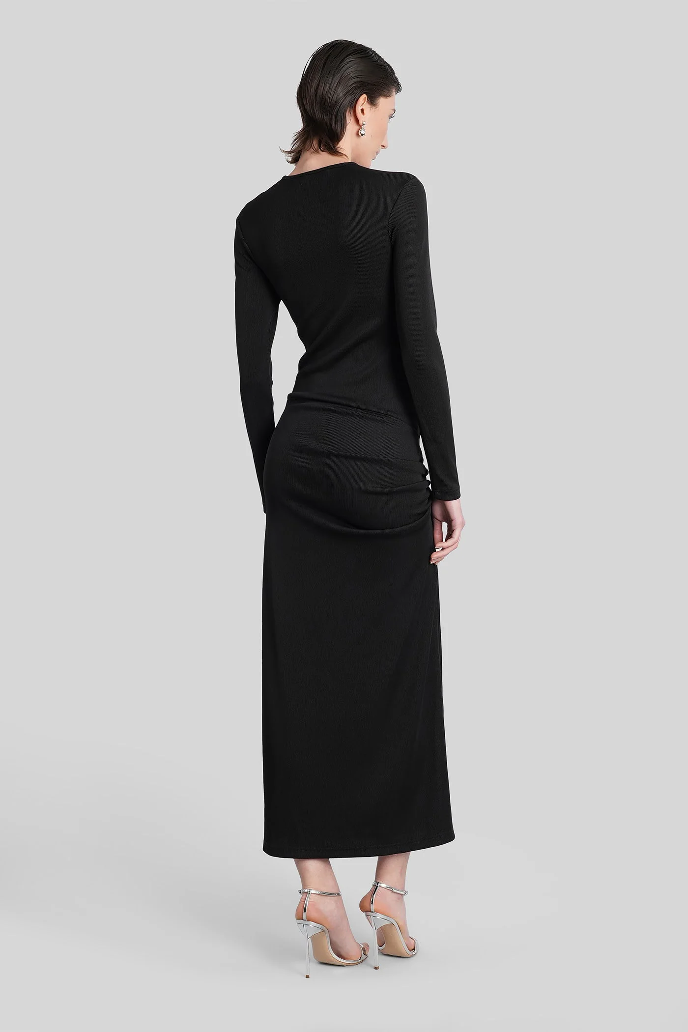 Long dress in black polyester - Image 3