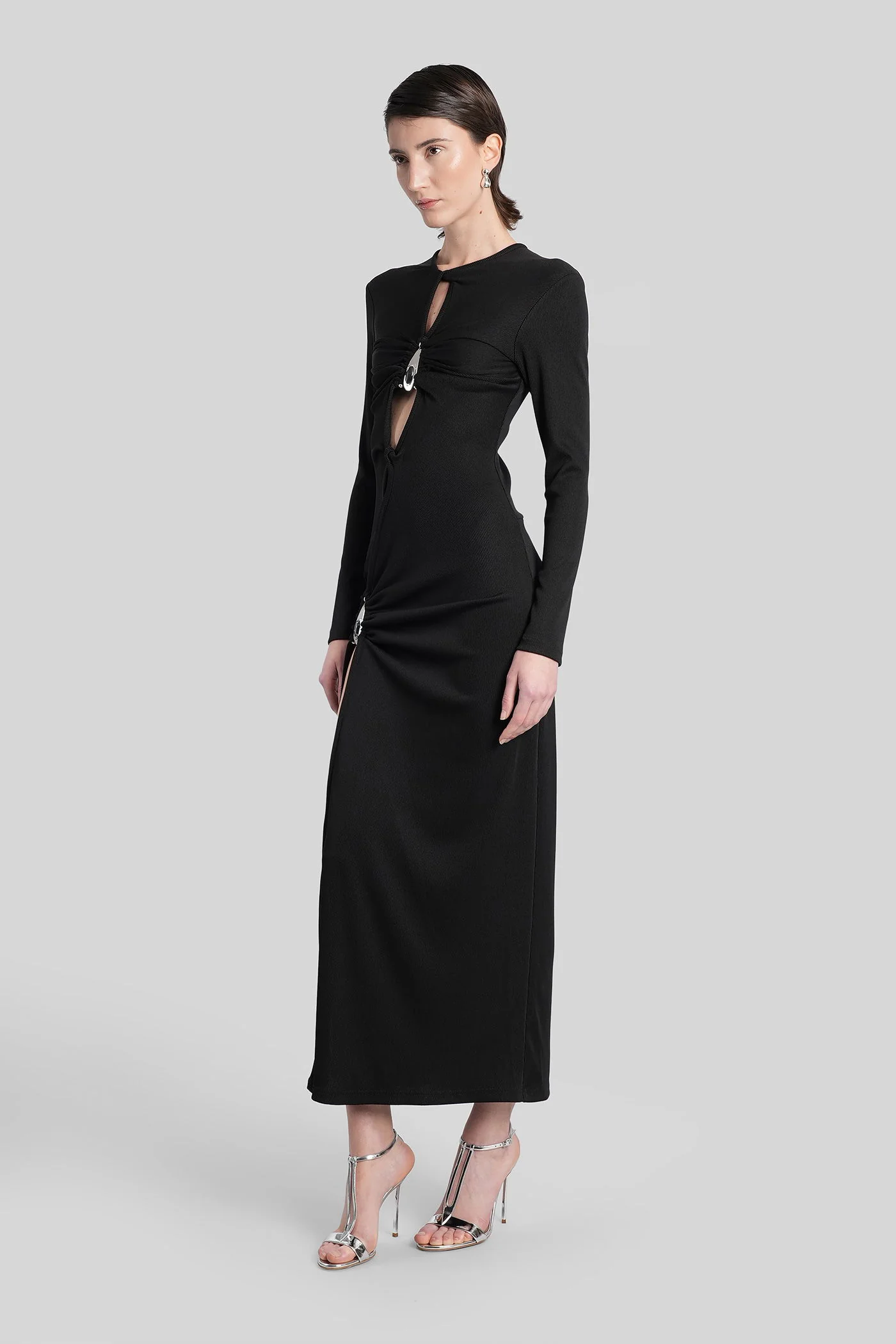 Long dress in black polyester - Image 4