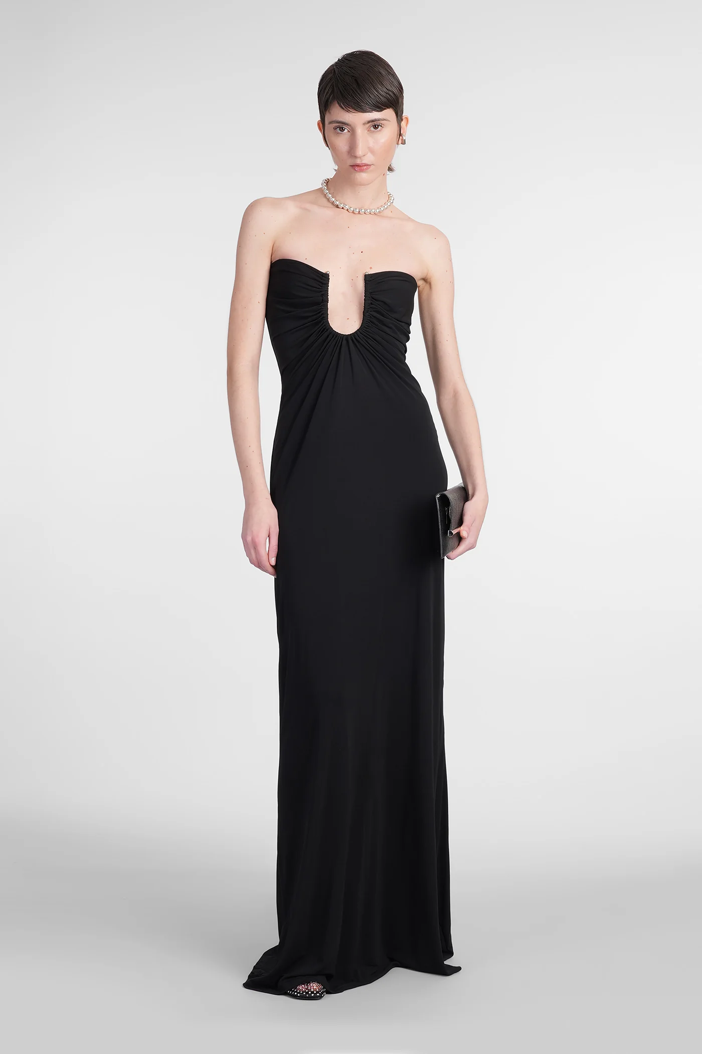 Long dress in black viscose - Image 7