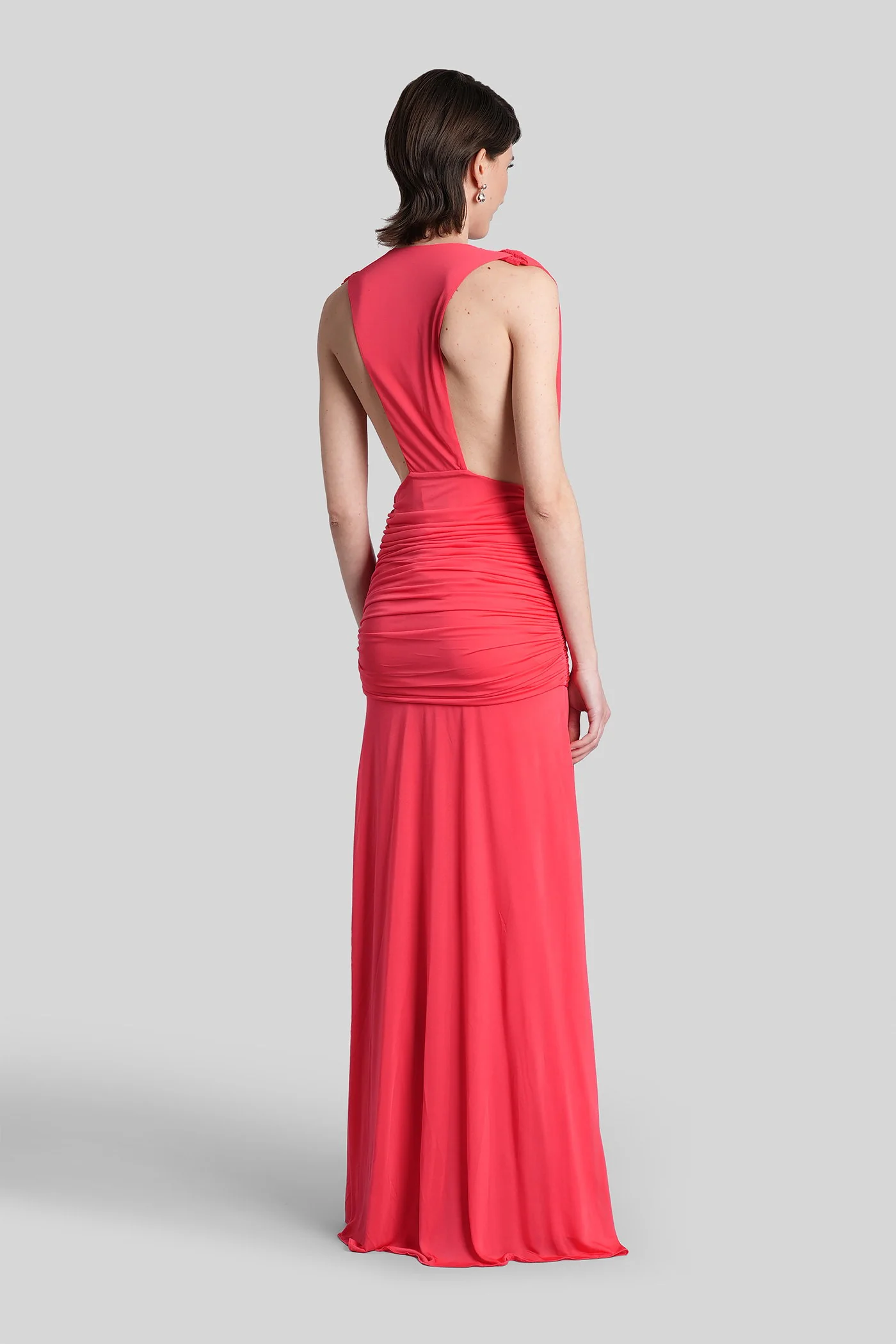 Long dress in red Rayon - Image 3