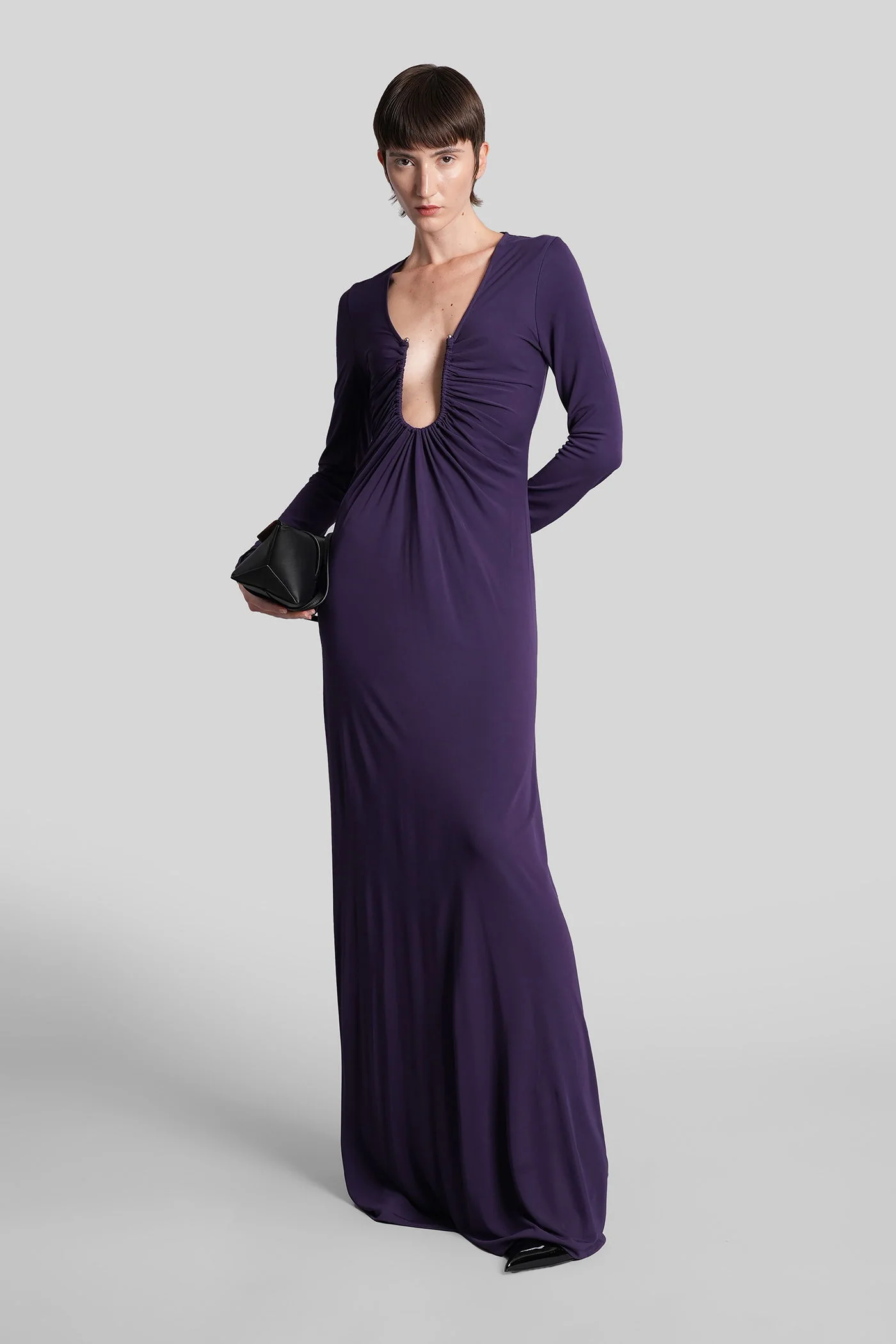 Long dress in Viola viscose - Image 2