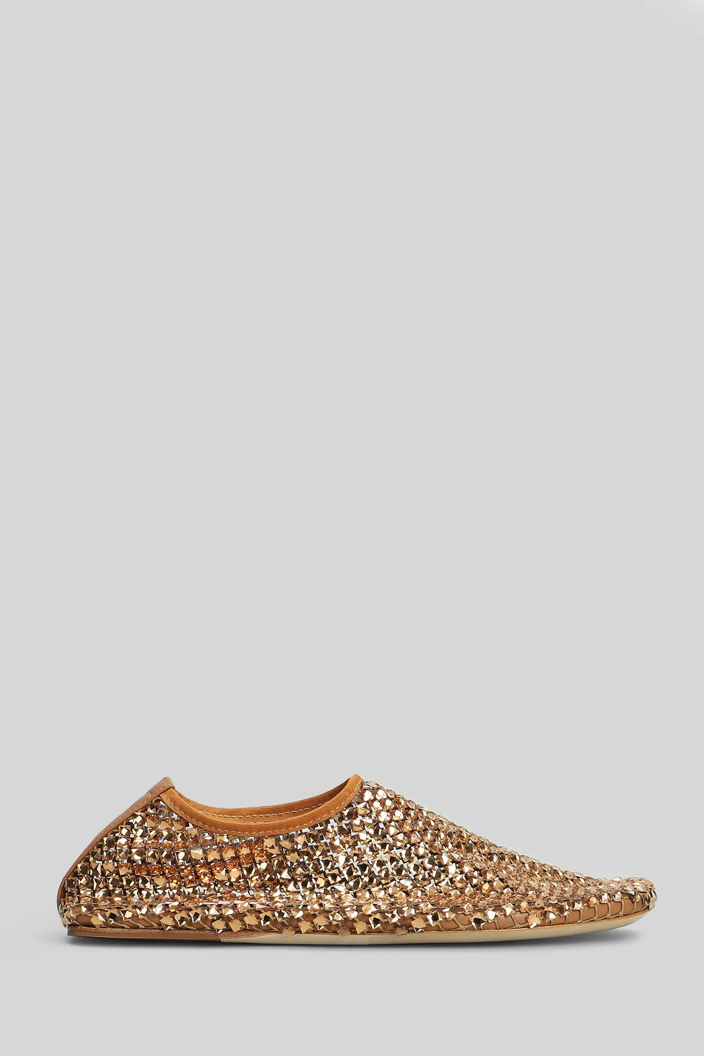 Minette bezeled flat Ballet flats in beige nylon