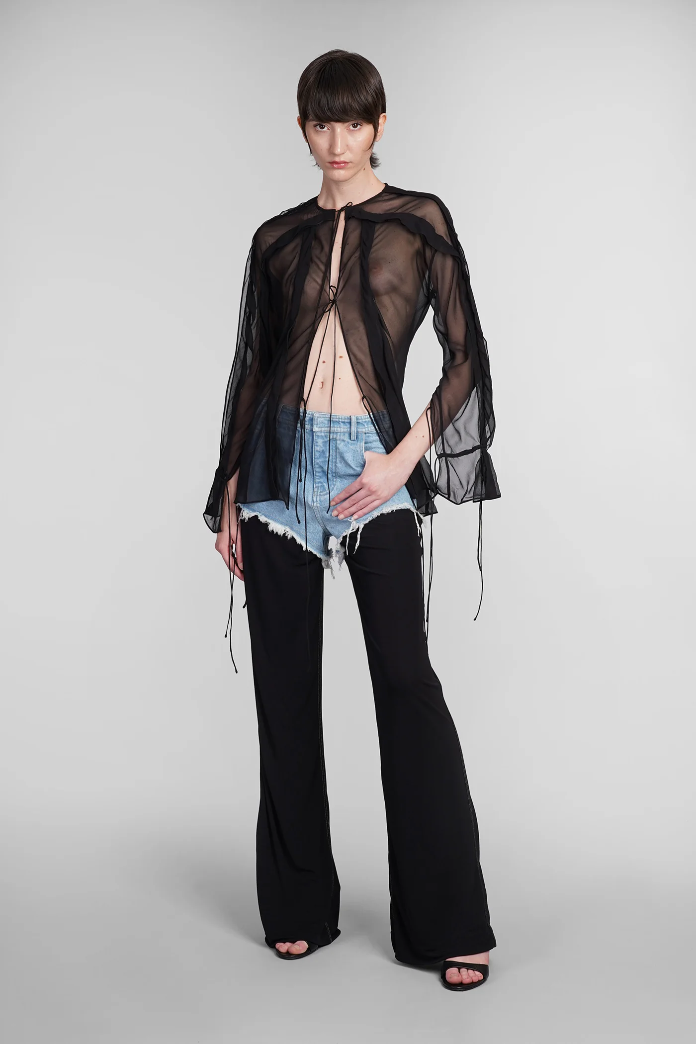 Shirt in black silk - Image 2