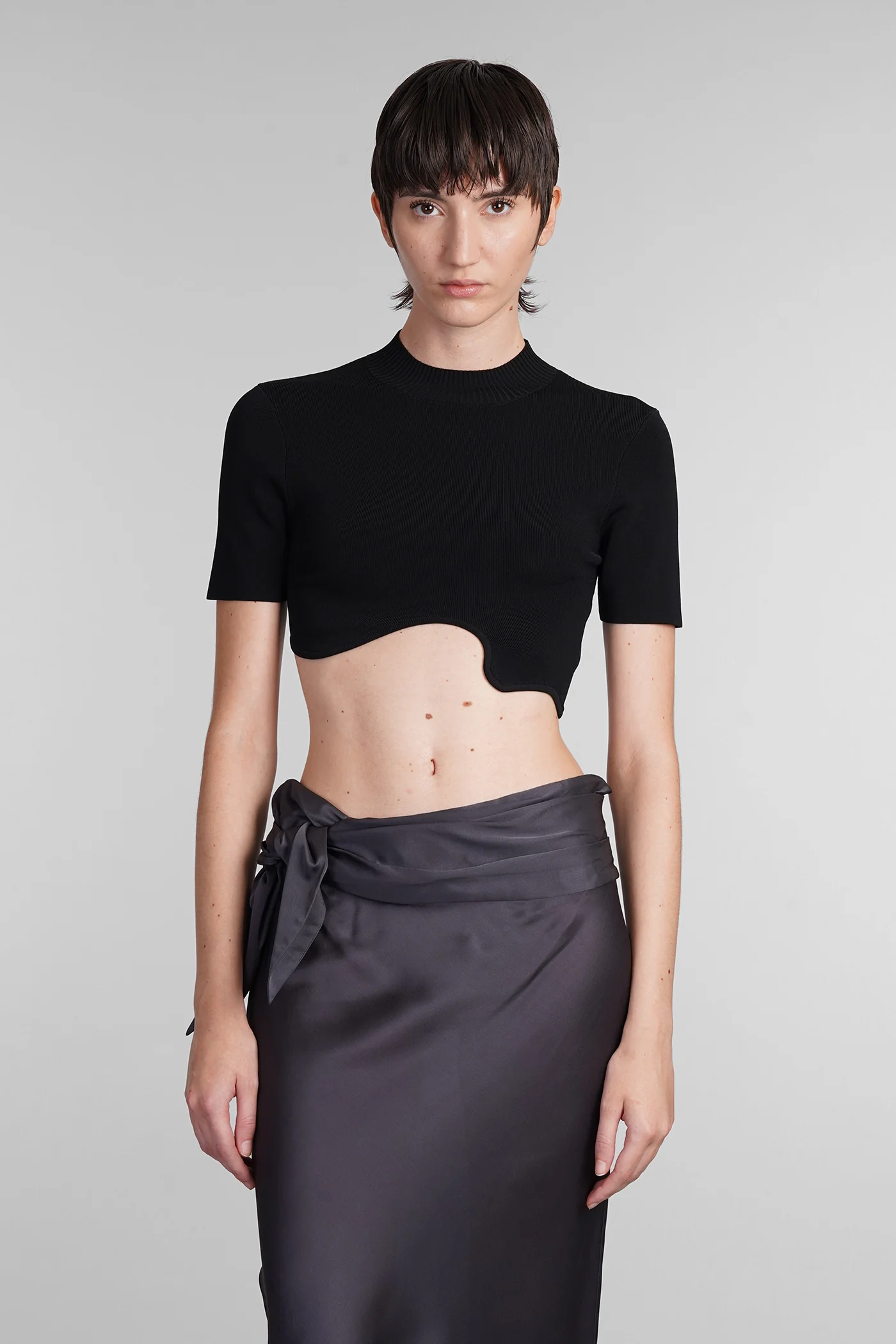 Topwear in black viscose