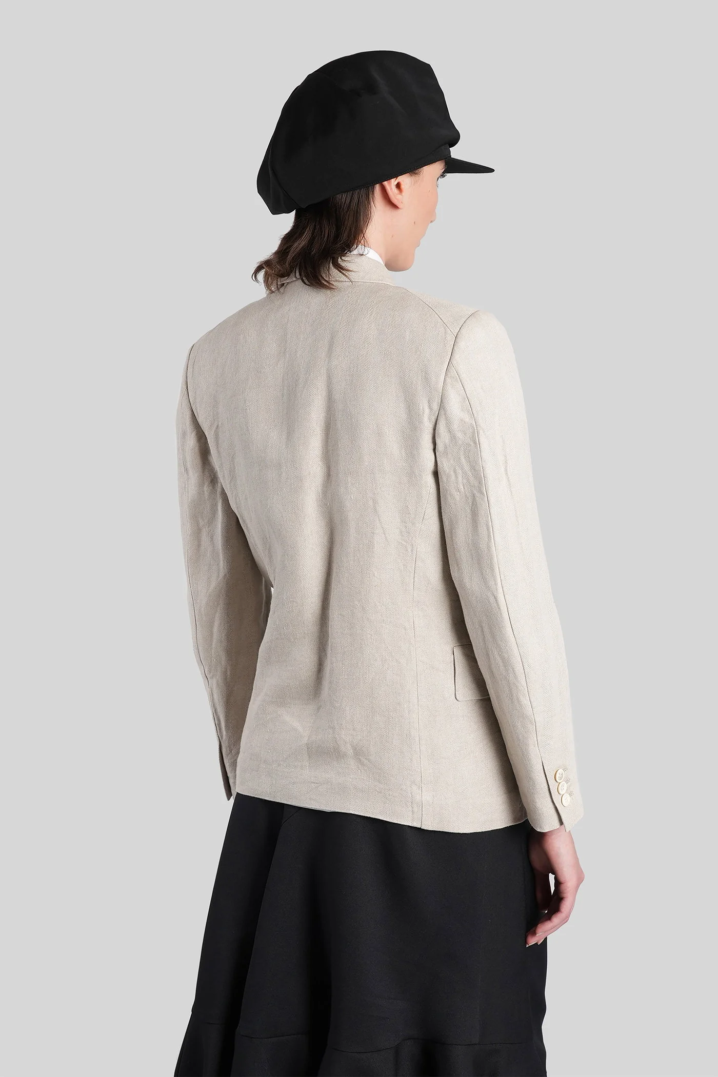 Blazer in beige linen - Image 3