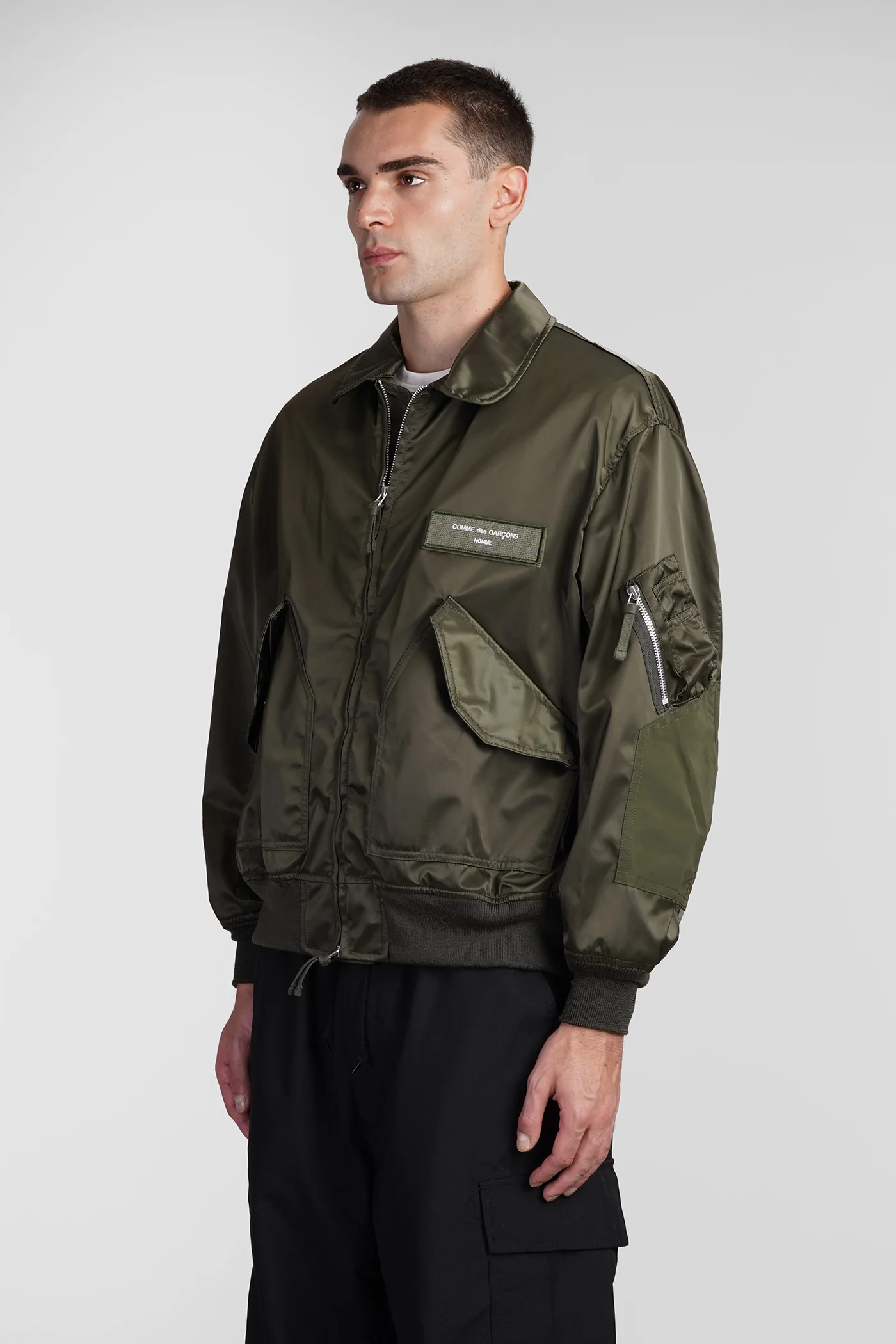 Bomber Jacket in green nylon - Image 4