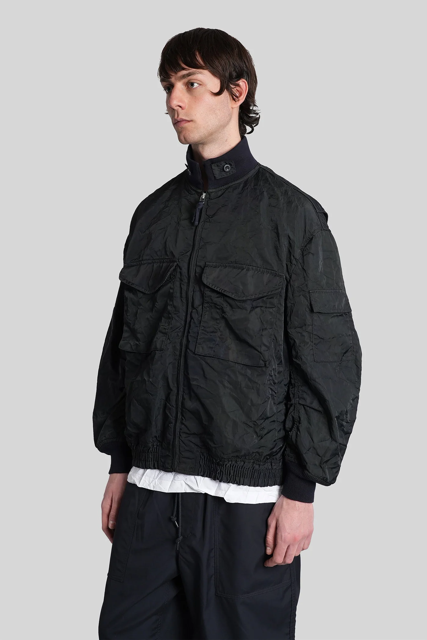 Casual jacket in black nylon - Image 4