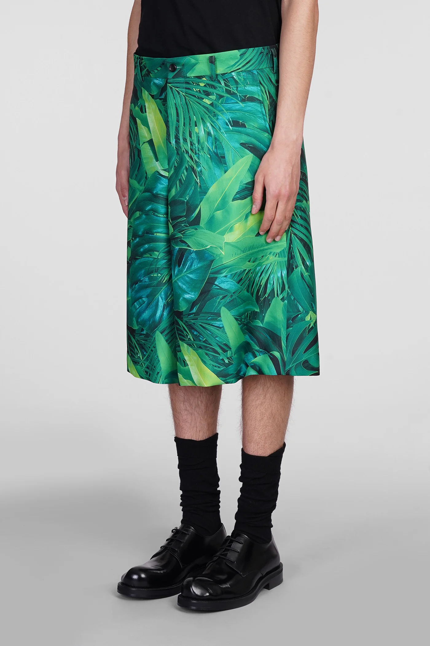 Shorts in green polyester - Image 4