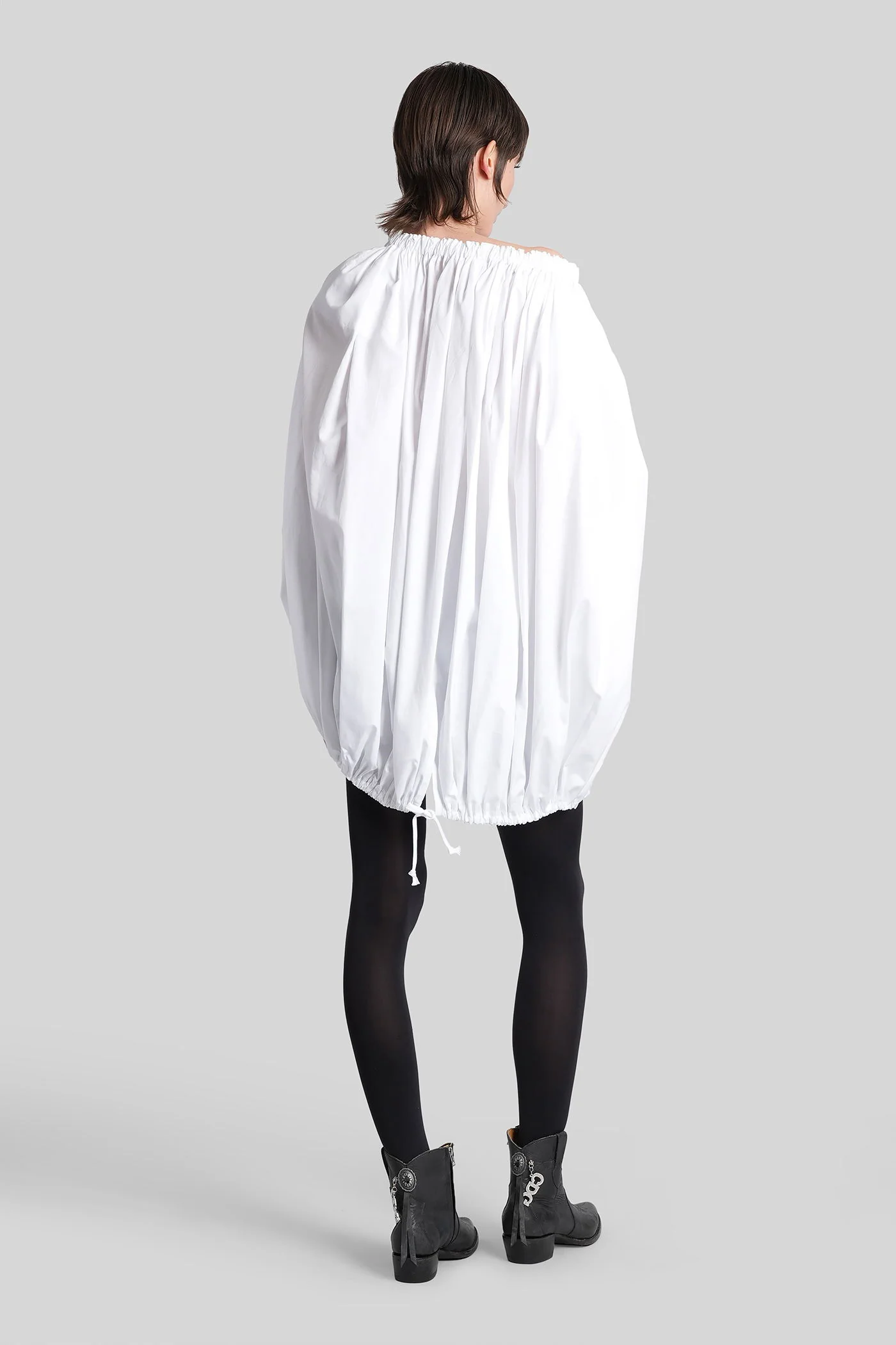 Mini dress in white cotton - Image 3