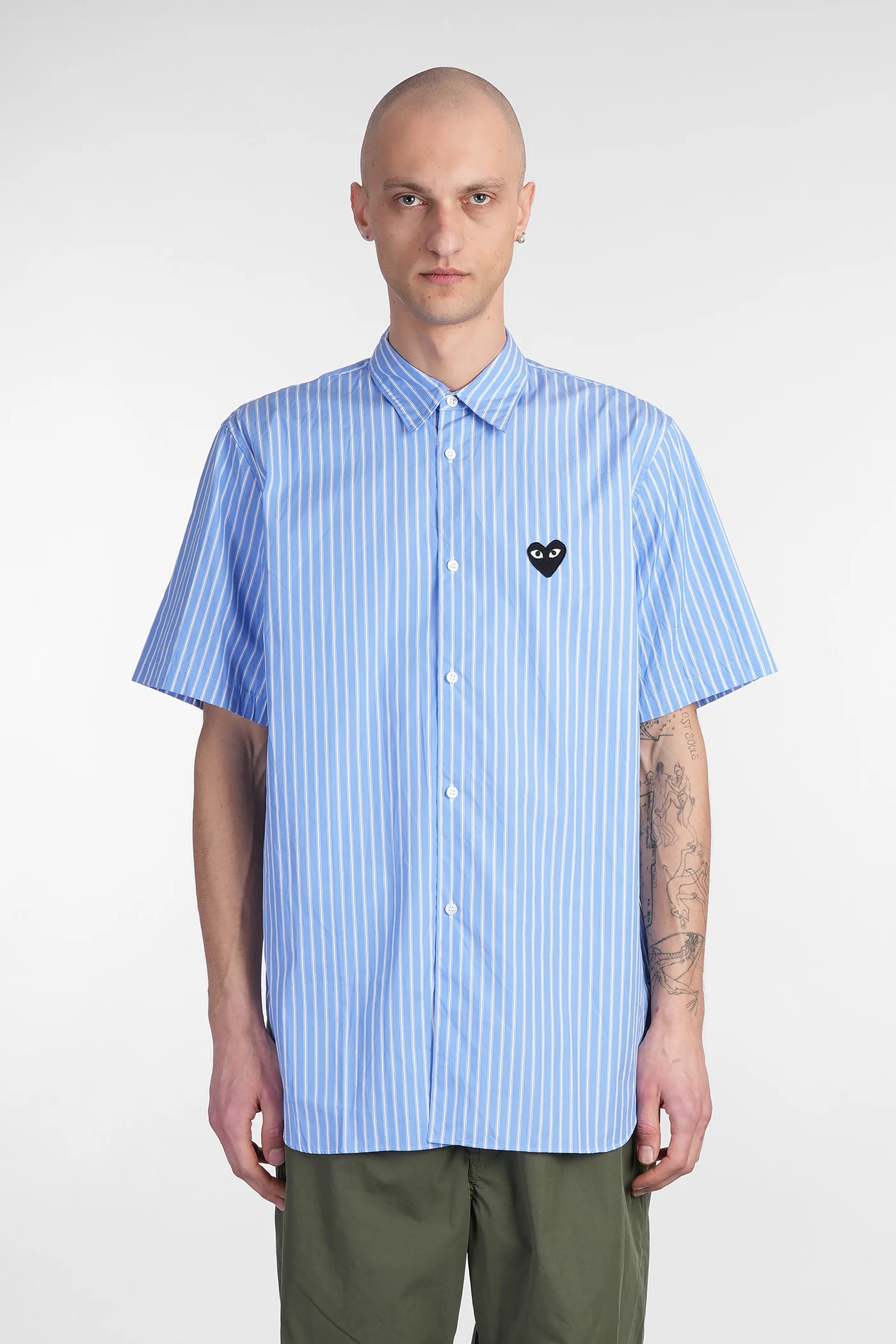 Shirt in cyan cotton
