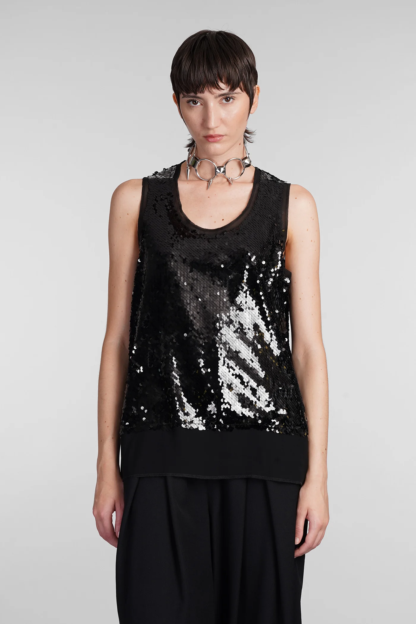 Topwear in black polyester