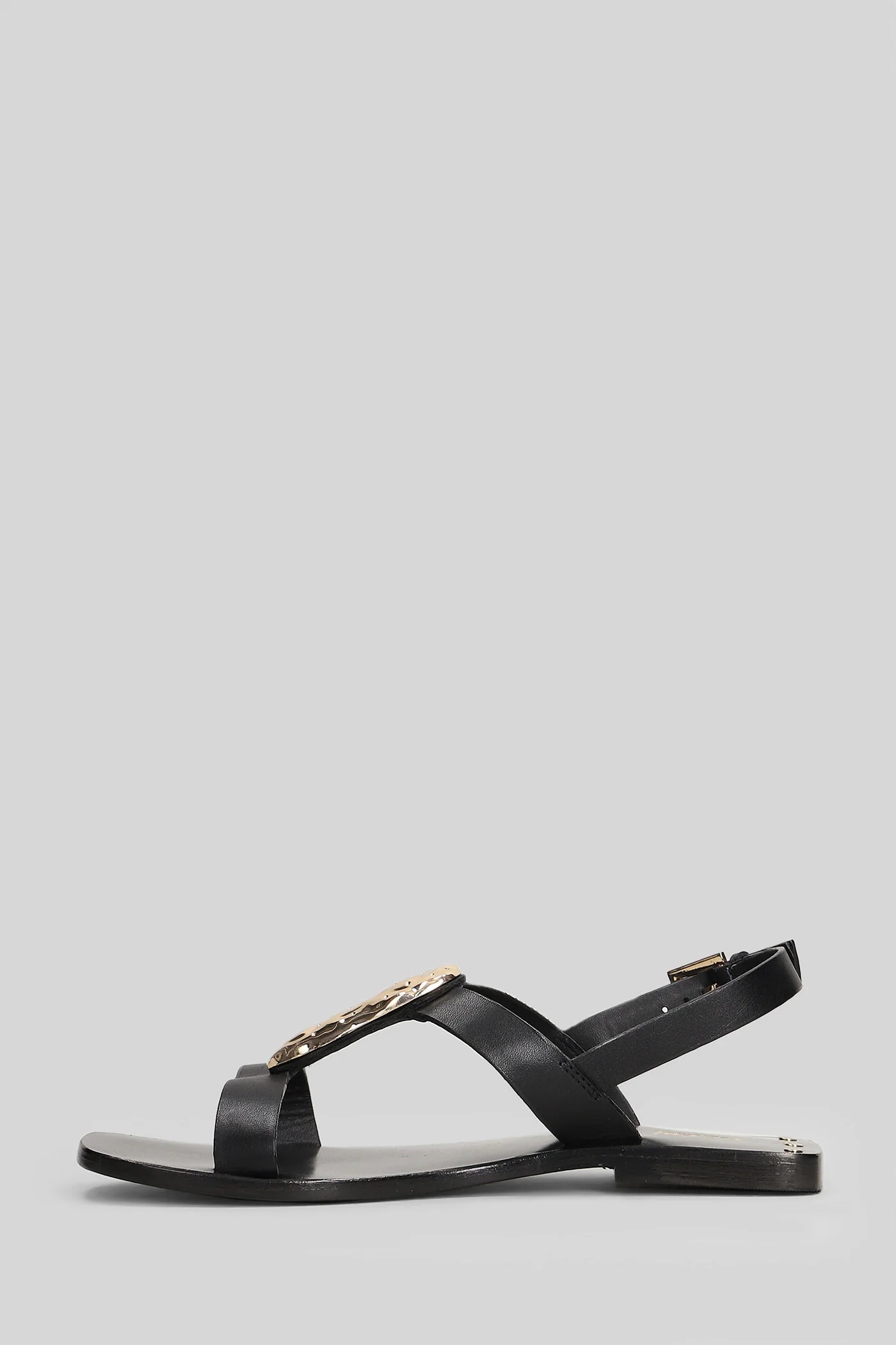 Flat sandal-slipper in black leather - Image 3