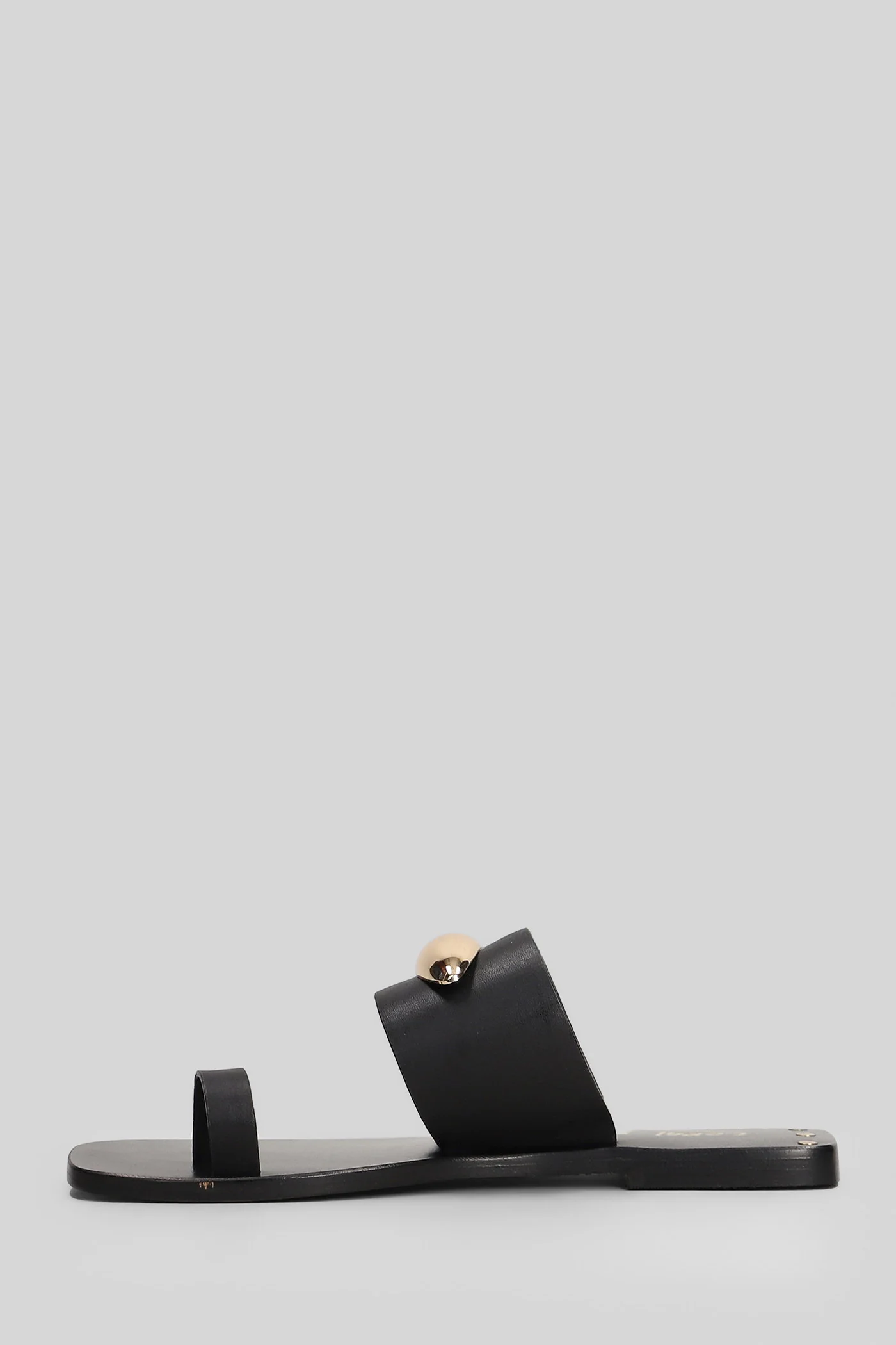 Flat sandal-slipper in black leather - Image 3
