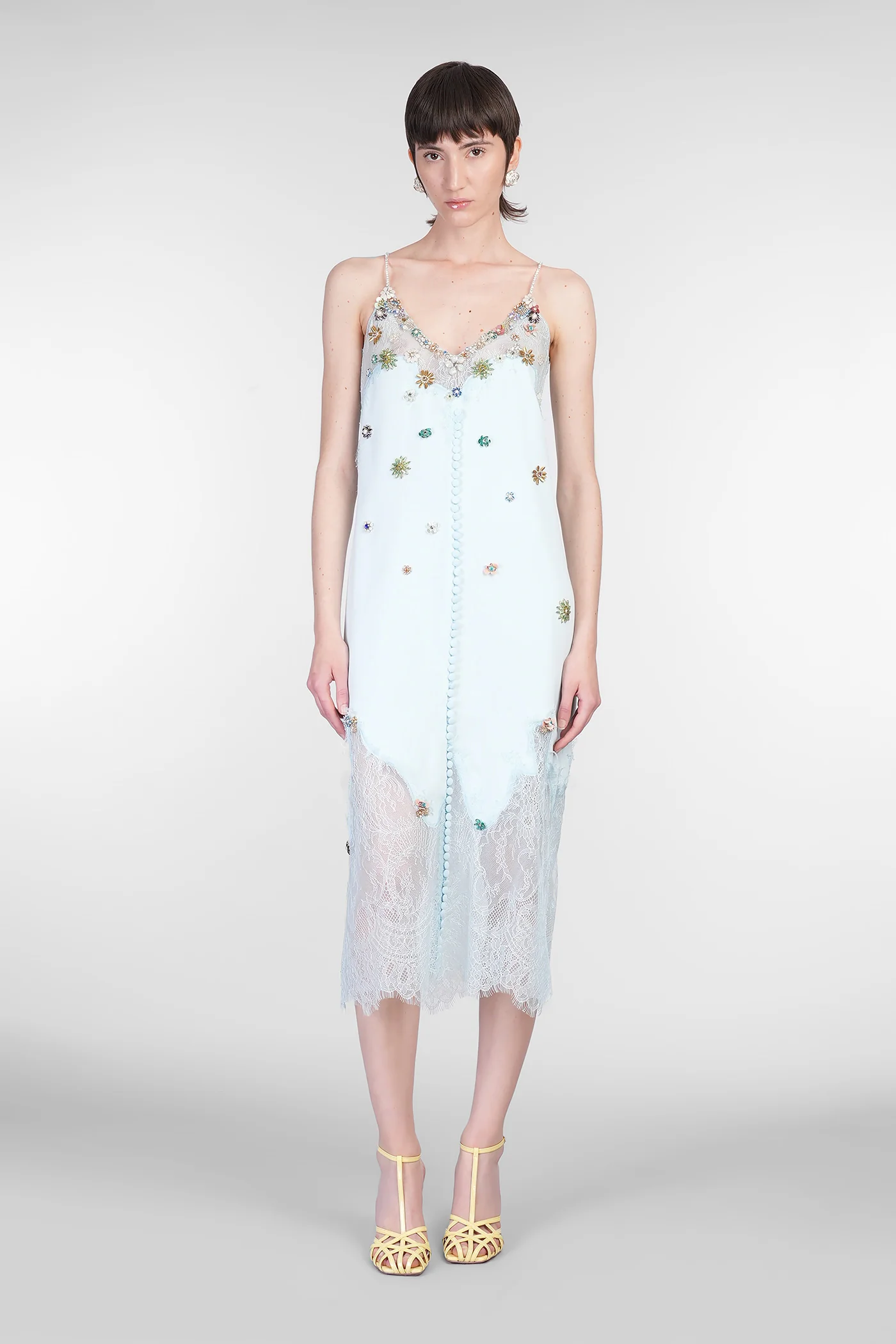 Britt Long dress in cyan polyamide