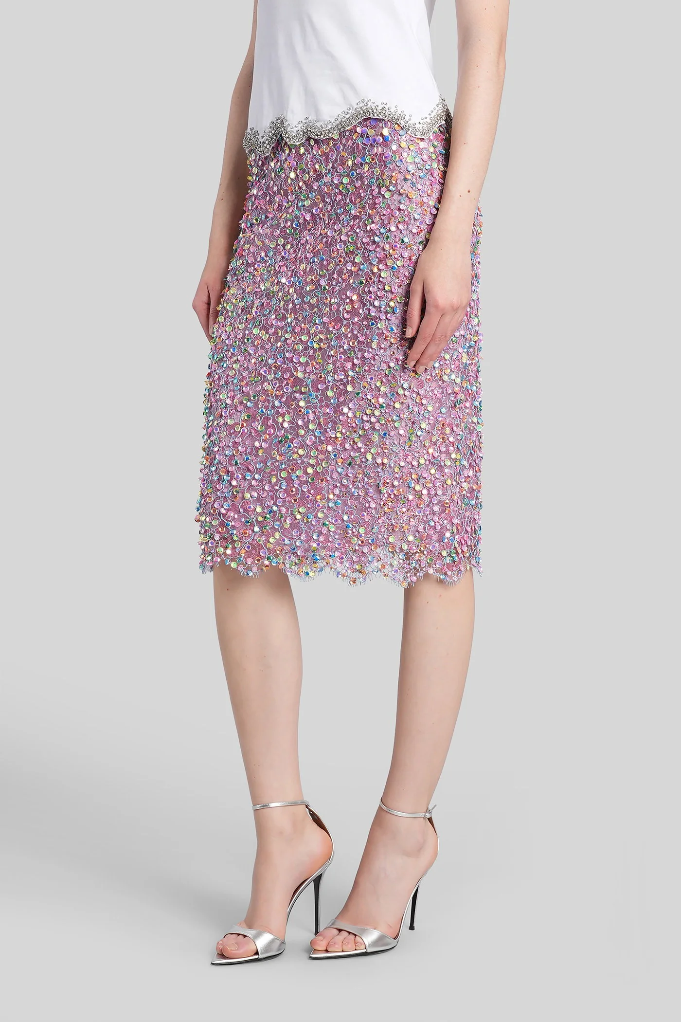Naia Skirt in rose-pink polyamide - Image 4