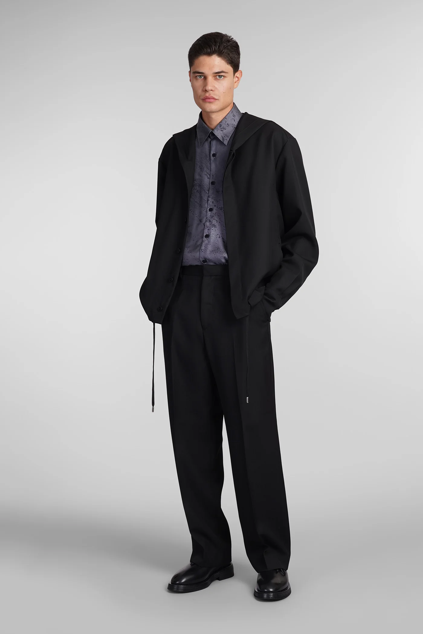 Hoodie Casual jacket in black wool - Image 2