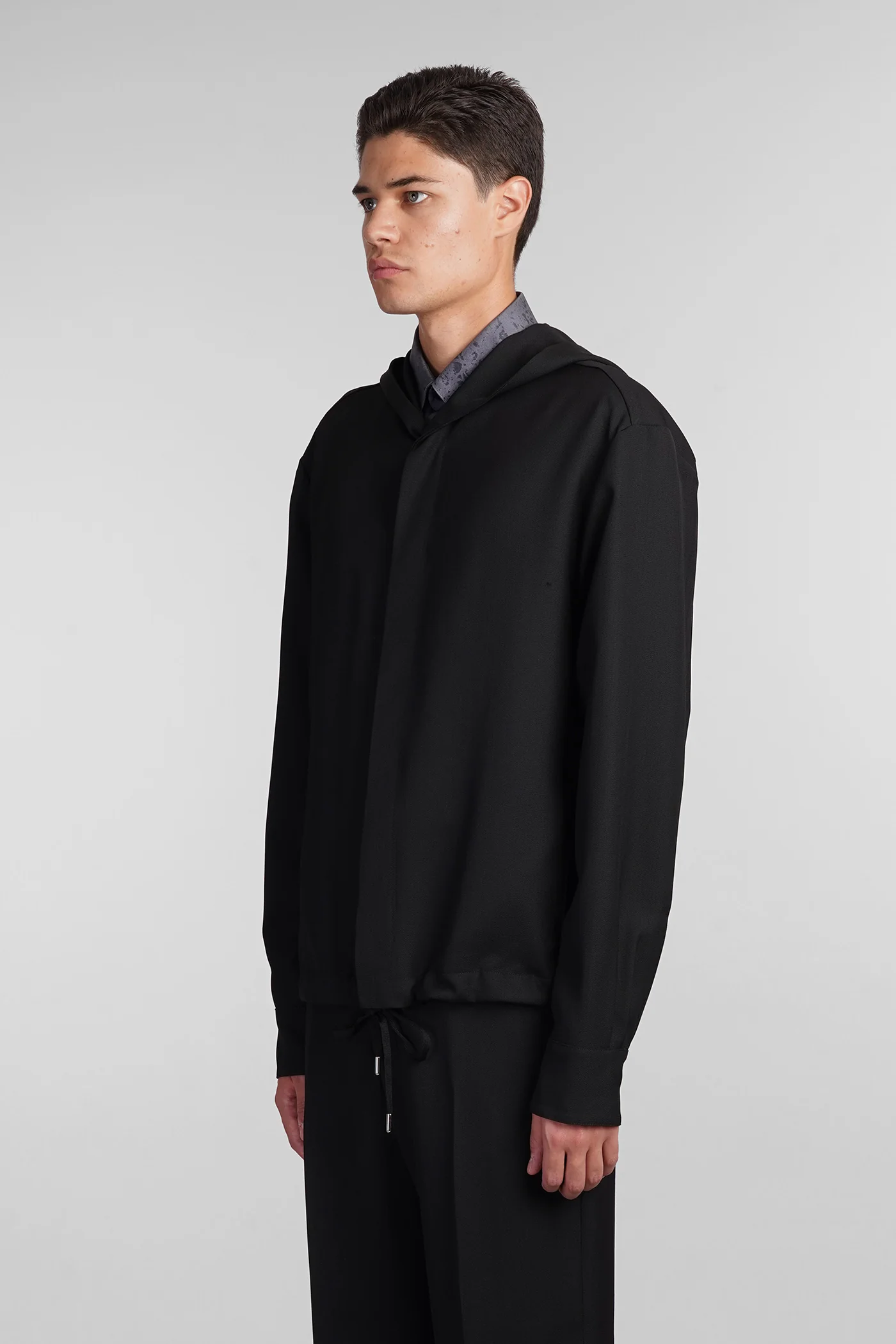 Hoodie Casual jacket in black wool - Image 4