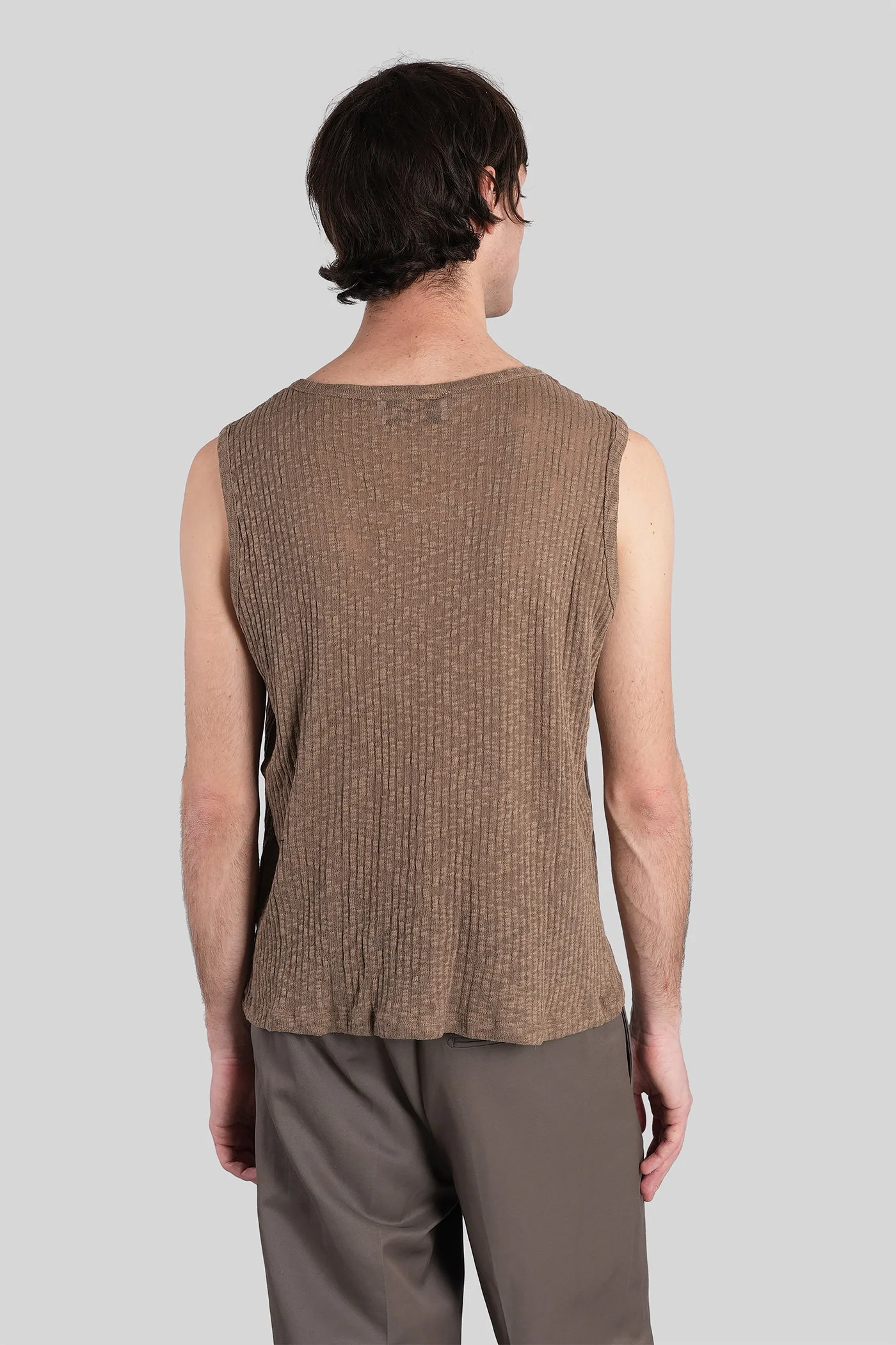 Toby tank Top in taupe cotton - Image 3