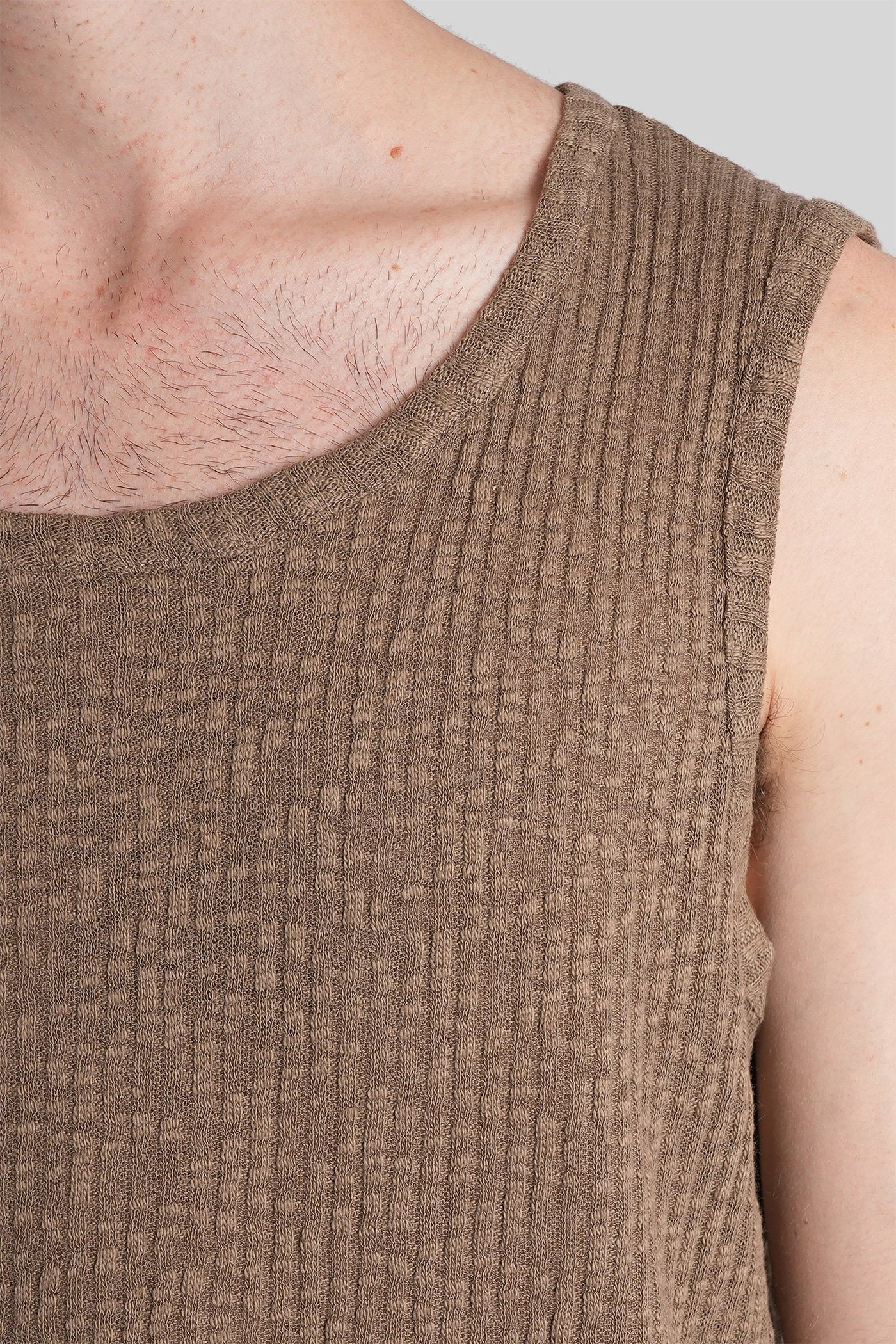 Toby tank Top in taupe cotton - Image 5