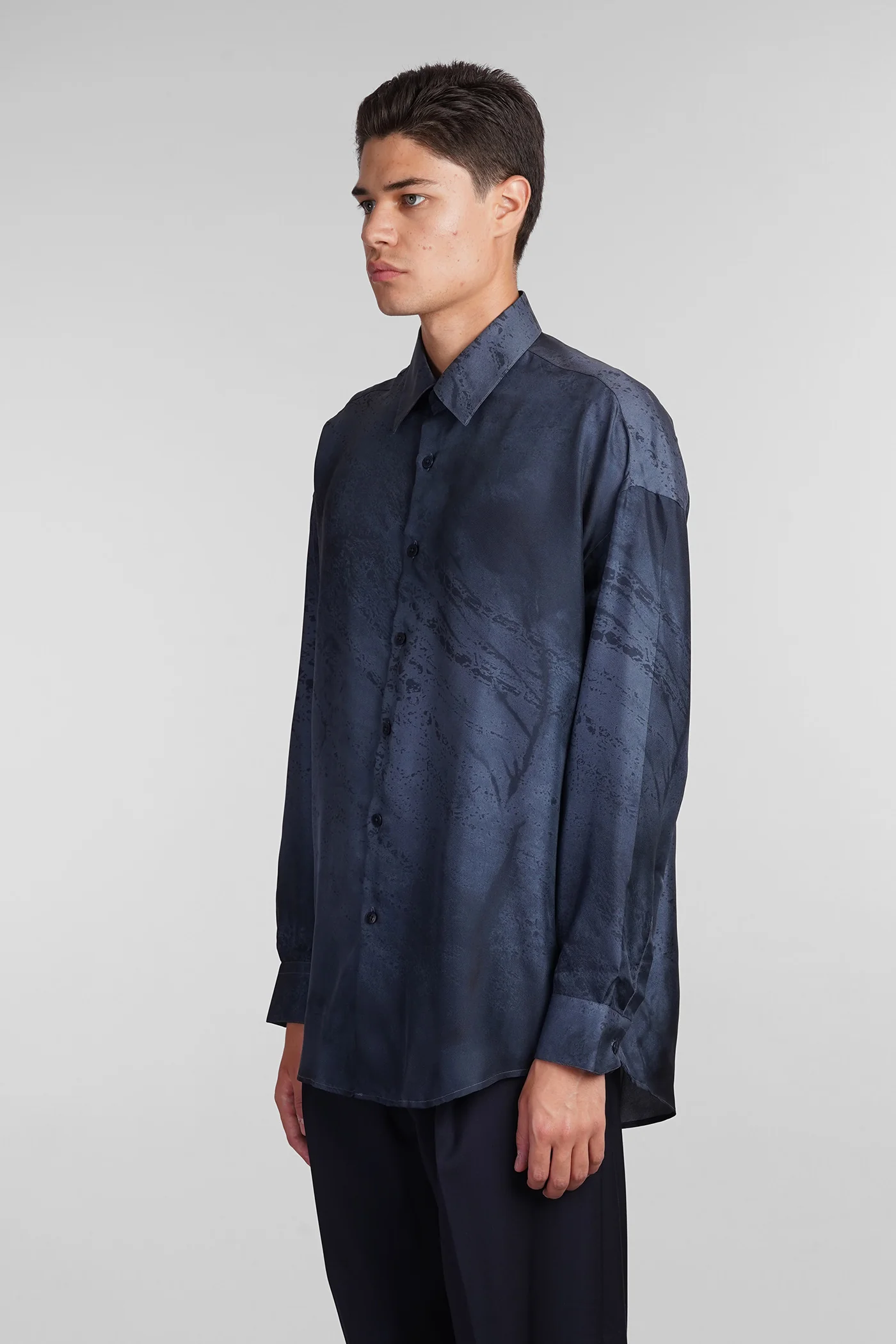 Valentino Shirt in blue silk - Image 3