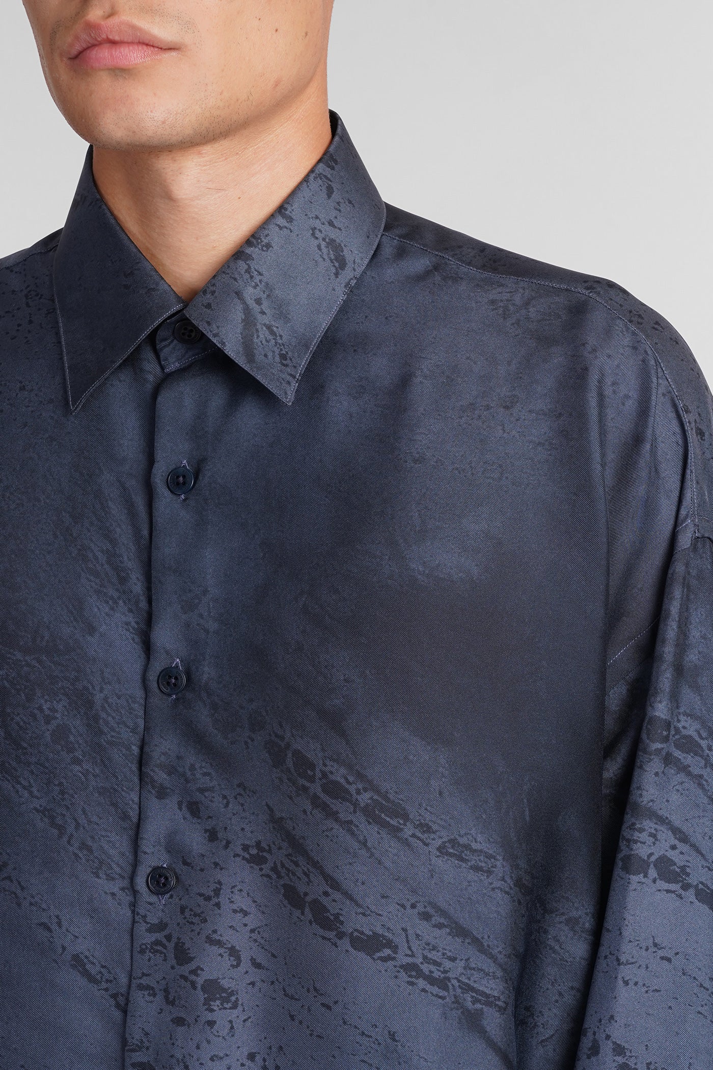 Valentino Shirt in blue silk - Image 4
