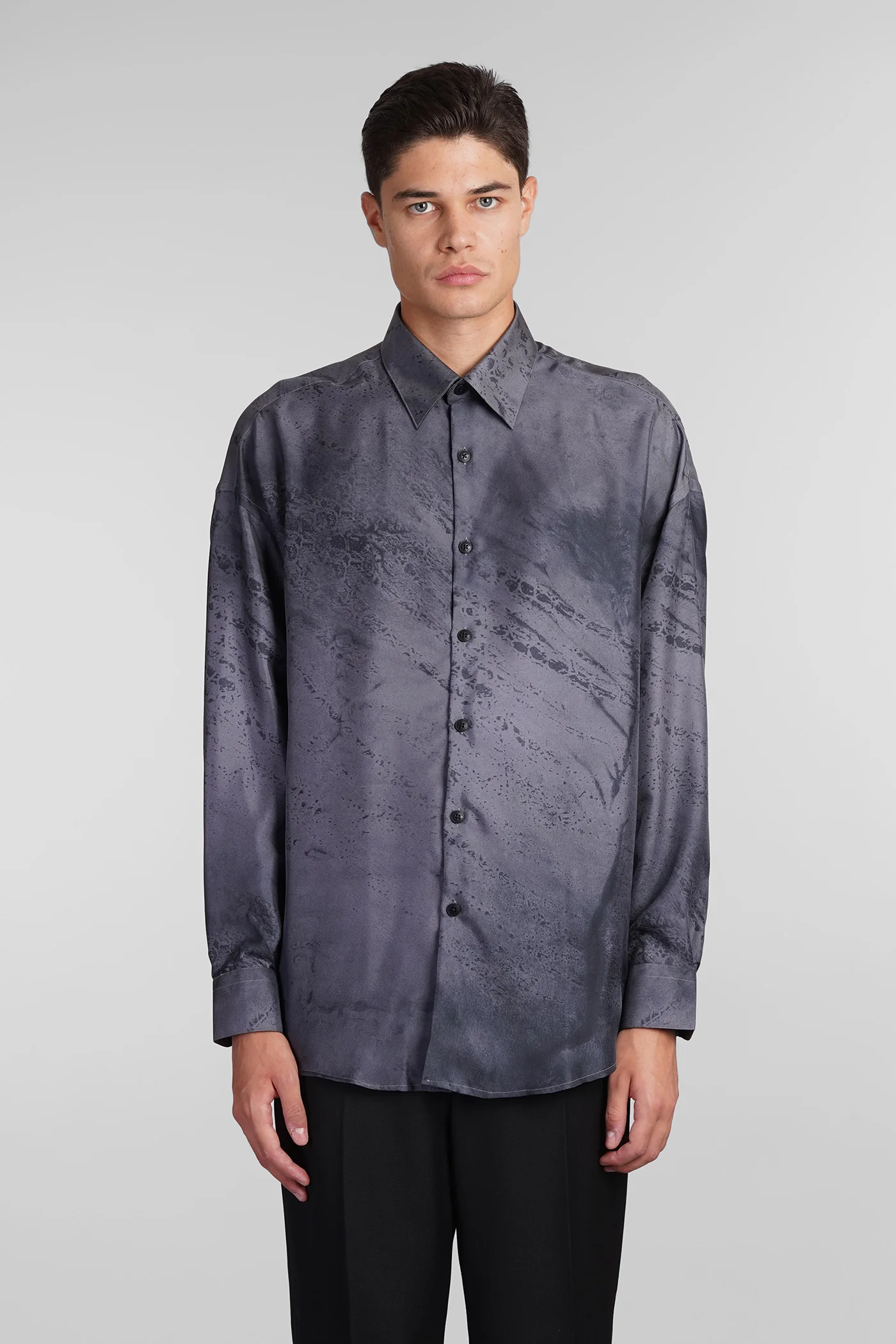 Valentino Shirt in grey silk