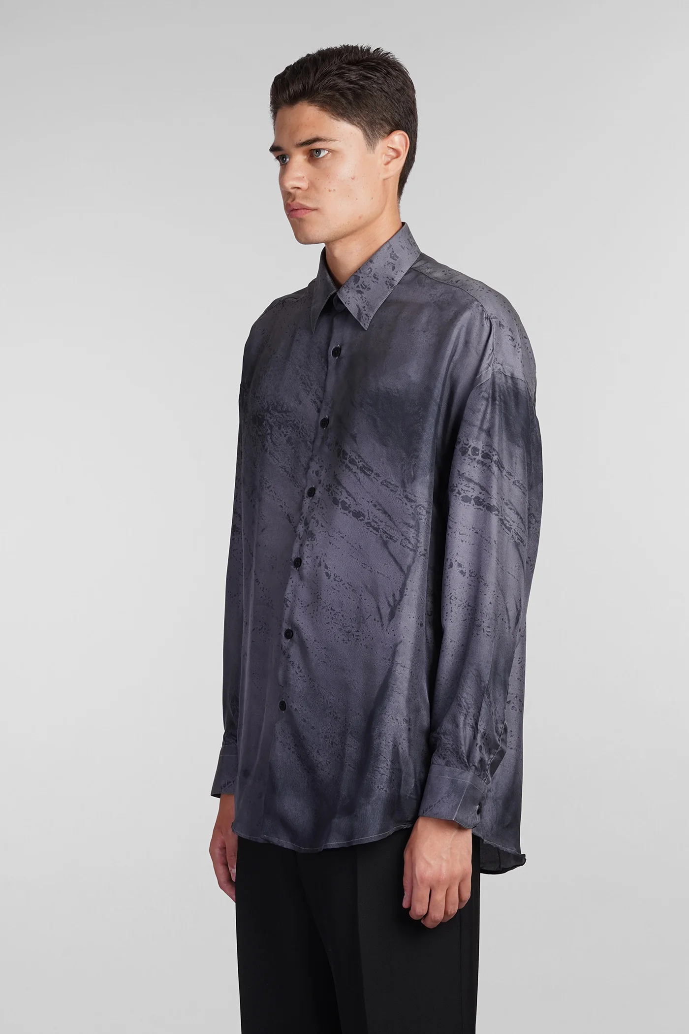 Valentino Shirt in grey silk - Image 4