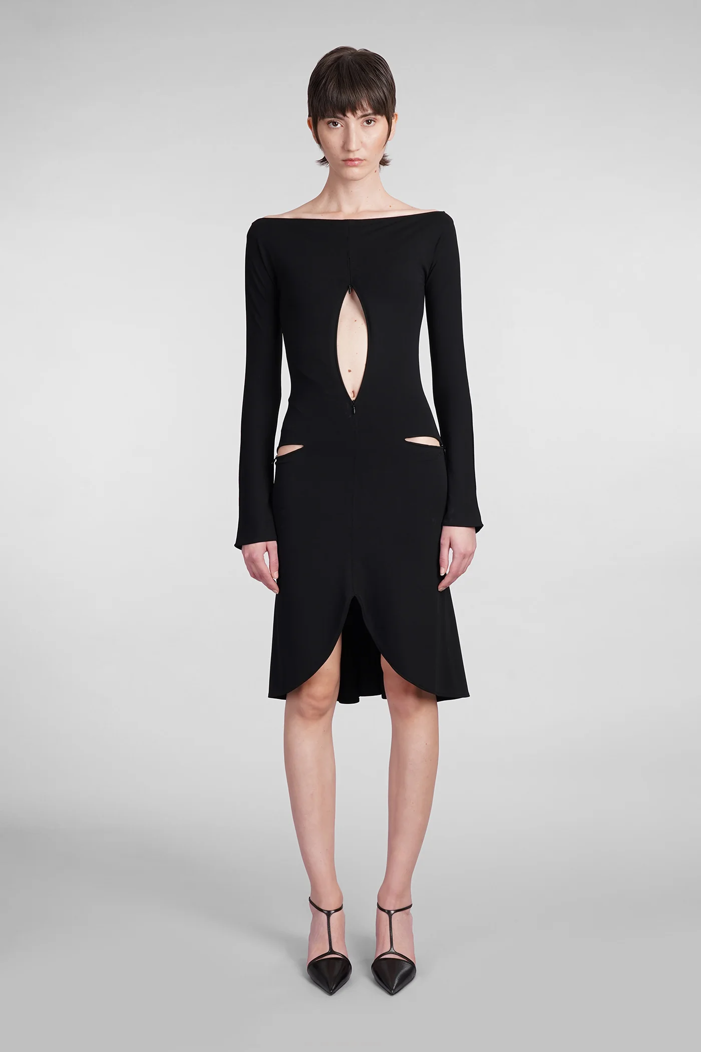 Dress woman in black viscose