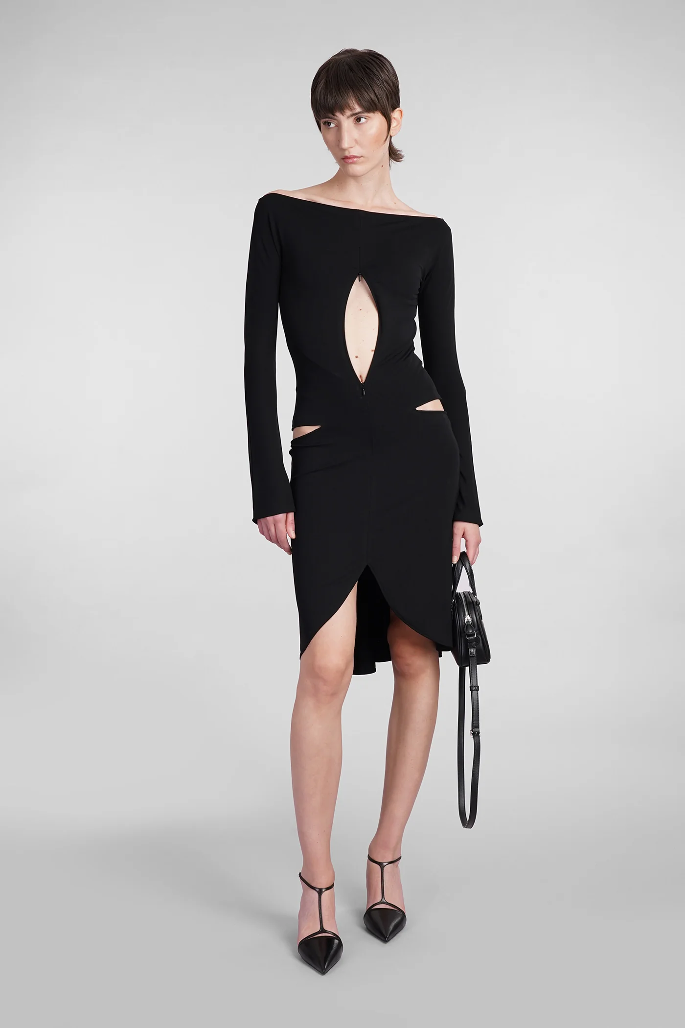 Dress woman in black viscose - Image 2