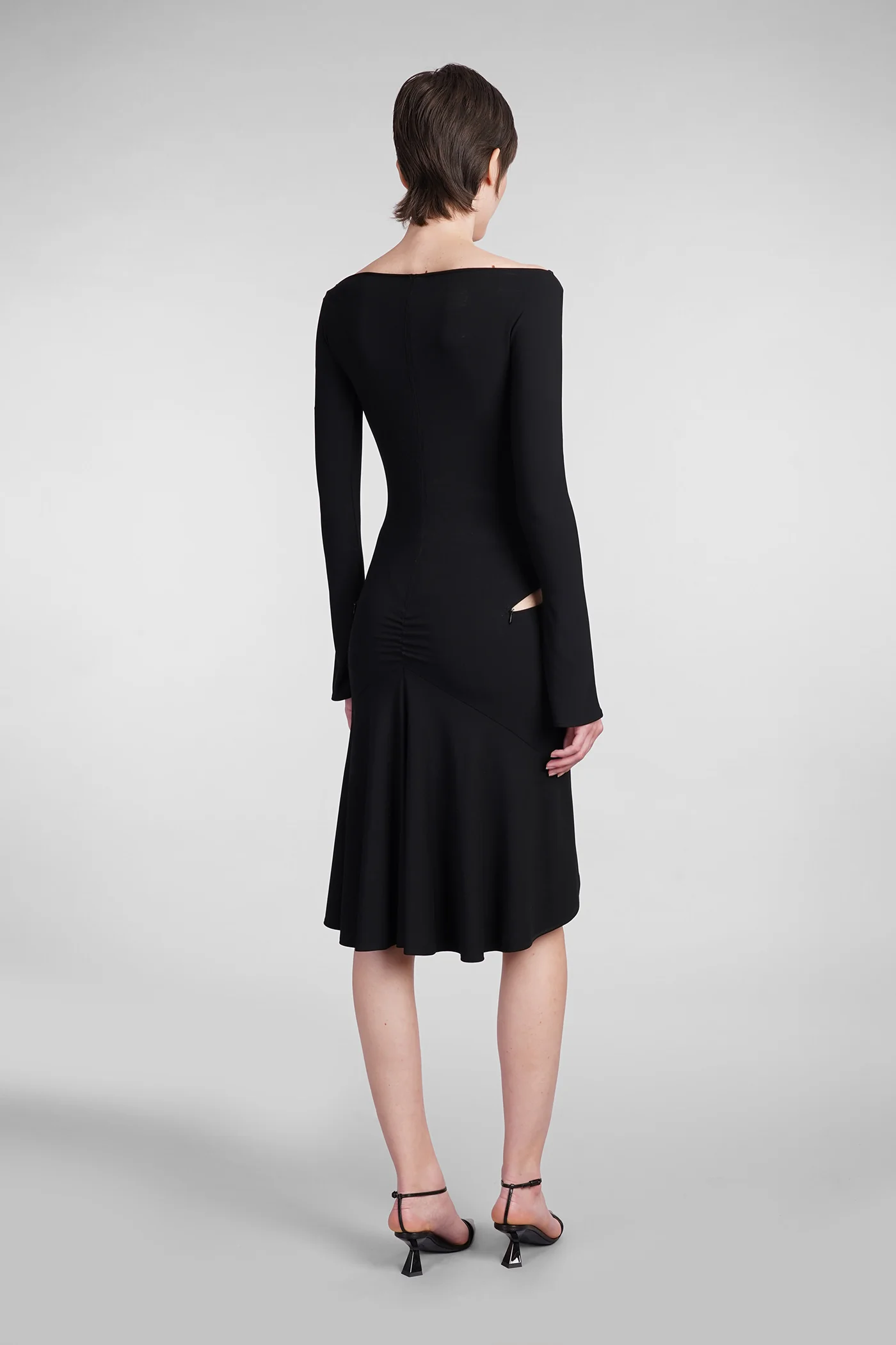 Dress woman in black viscose - Image 3