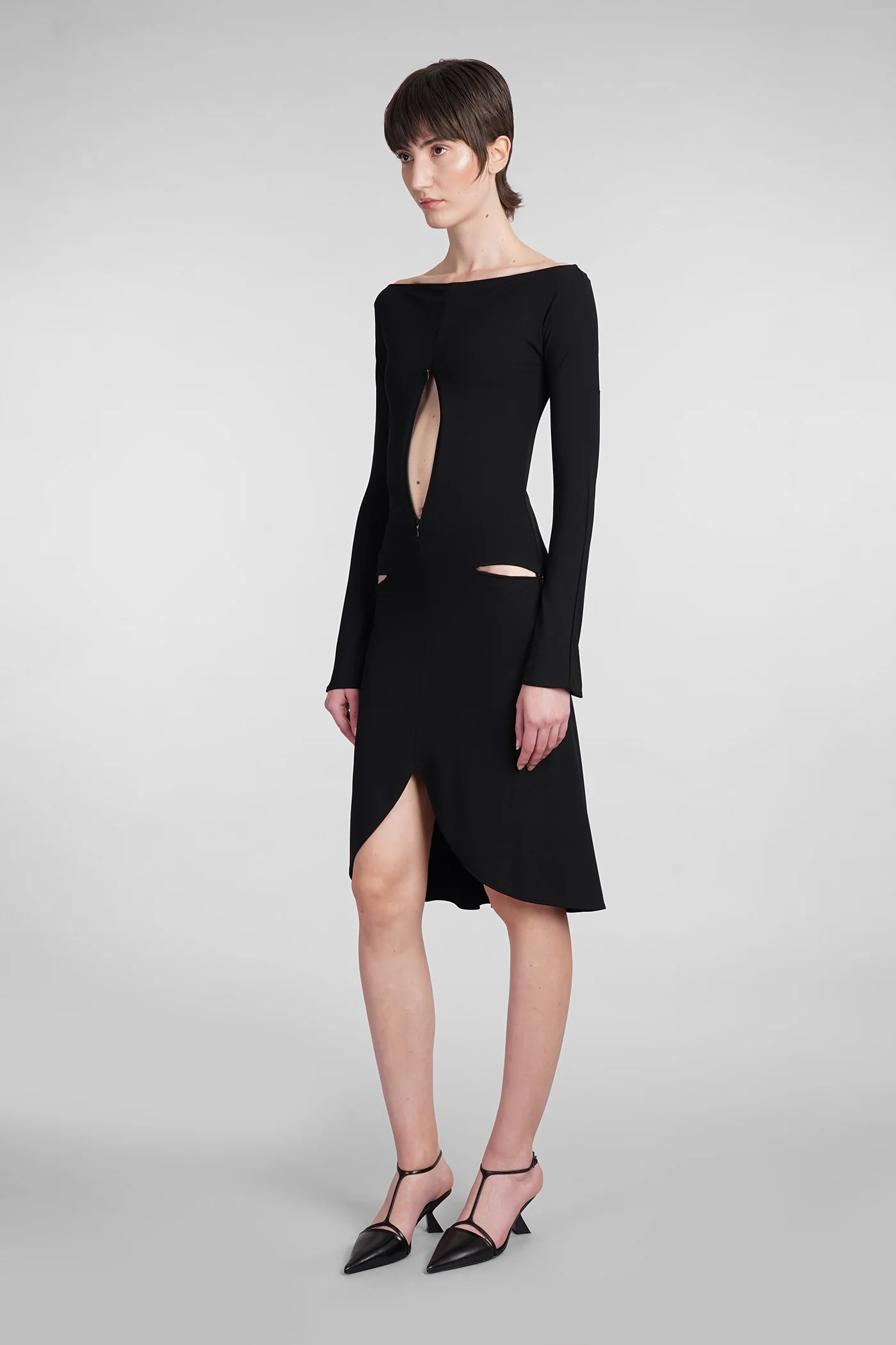 Dress woman in black viscose - Image 4