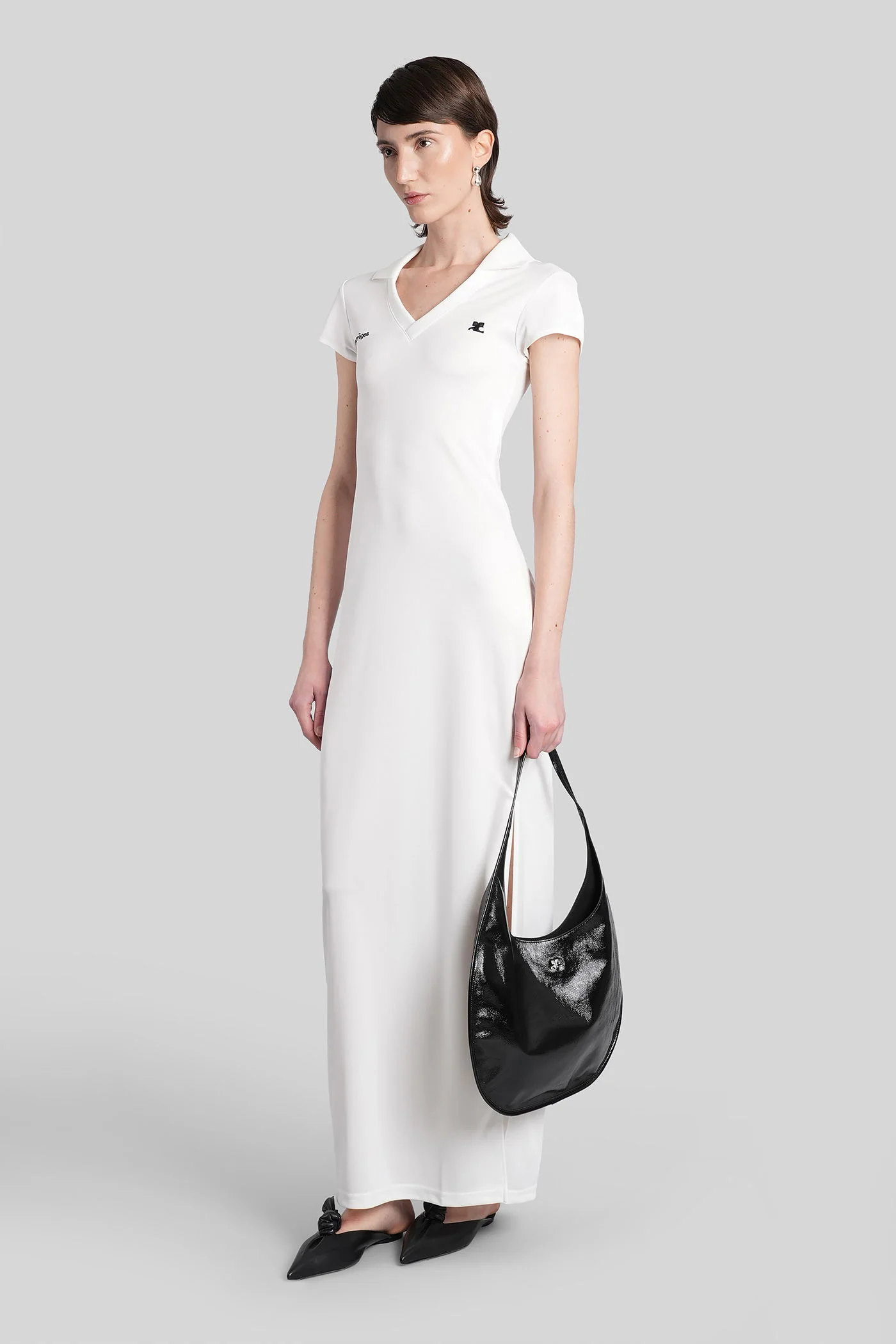 Long dress in white polyester - Image 4