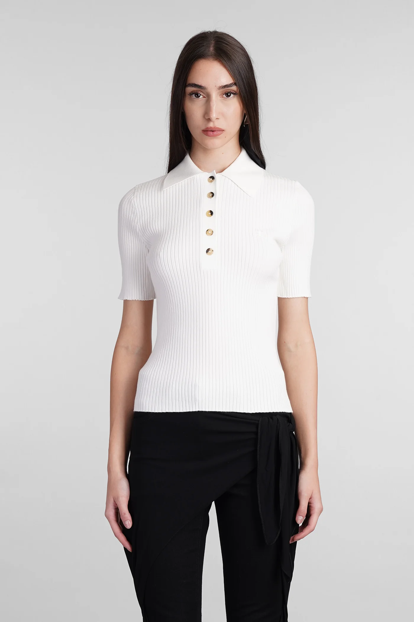 Polo in beige viscose