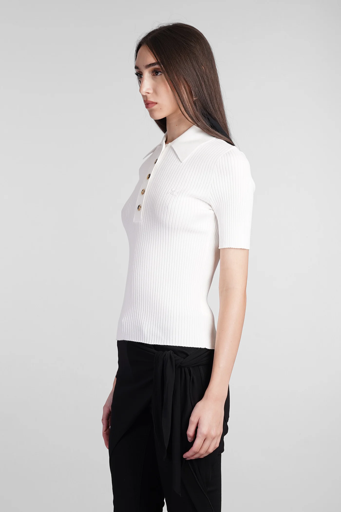 Polo in beige viscose - Image 4