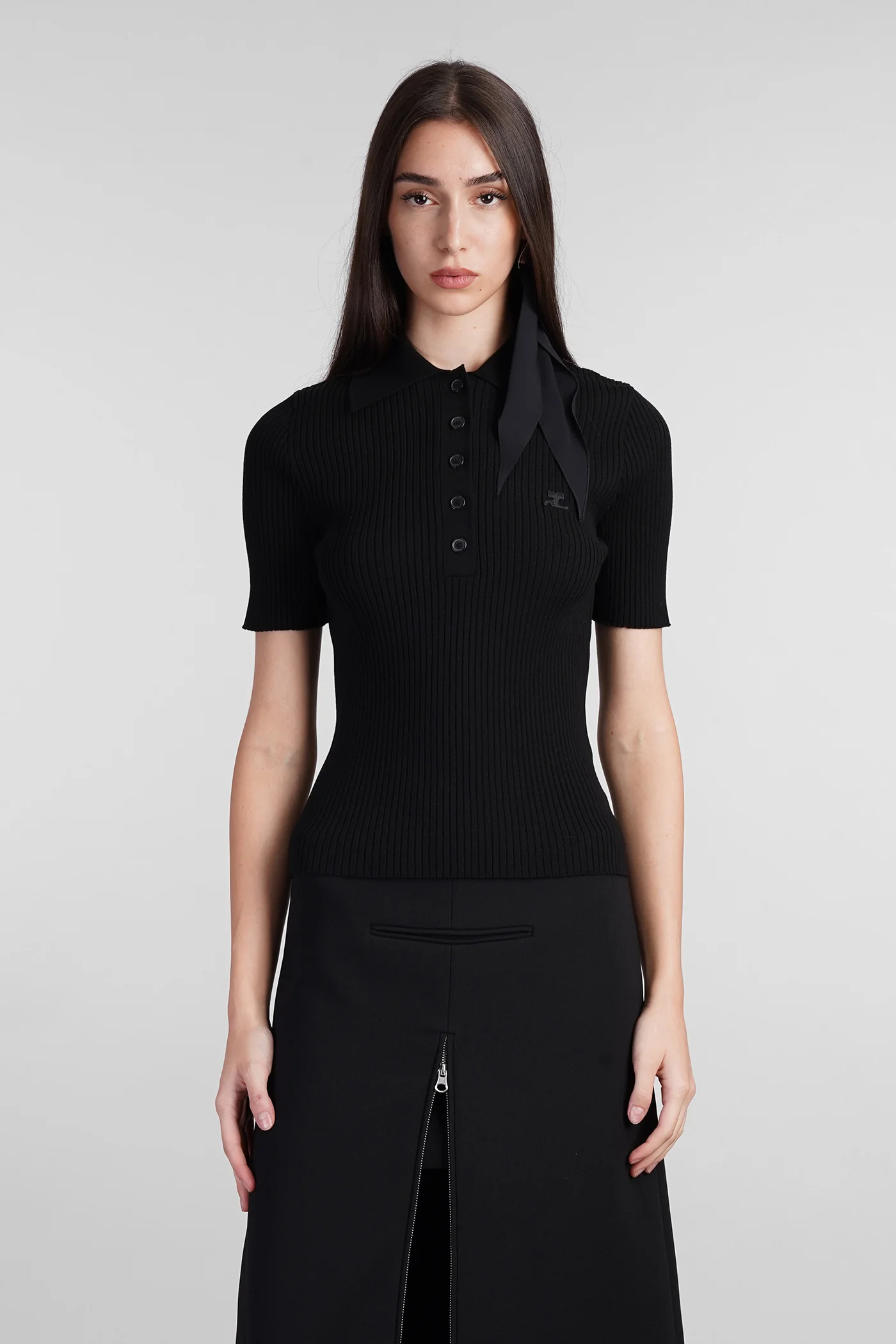 Polo in black viscose