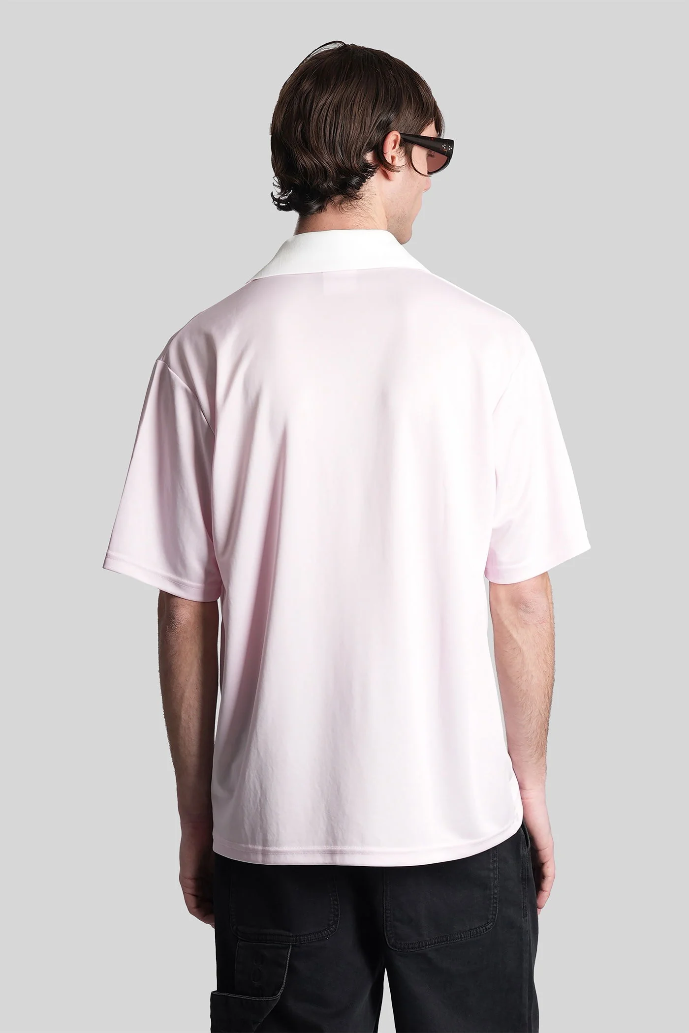 Polo in rose-pink polyester - Image 3