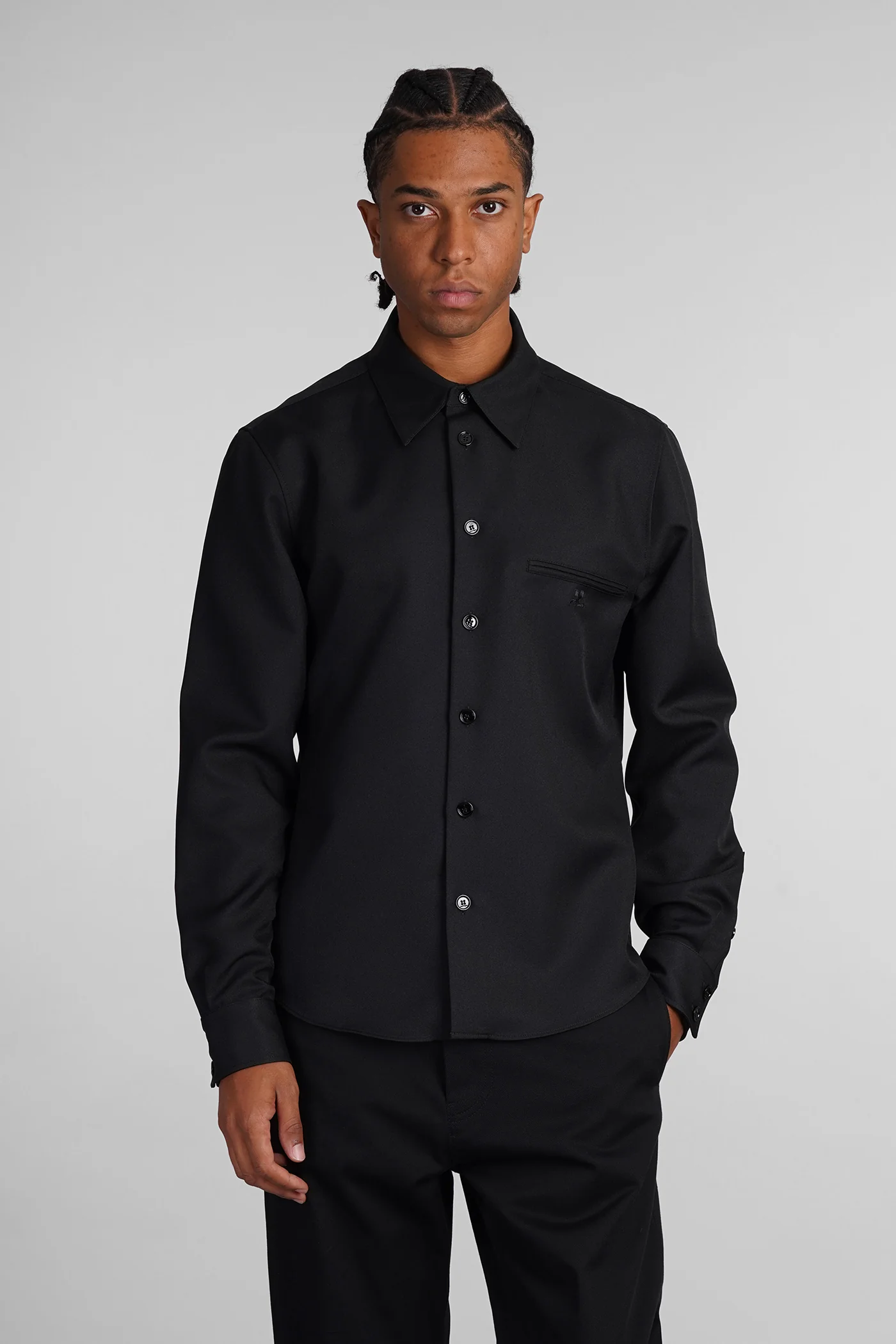 Shirt in black polyester