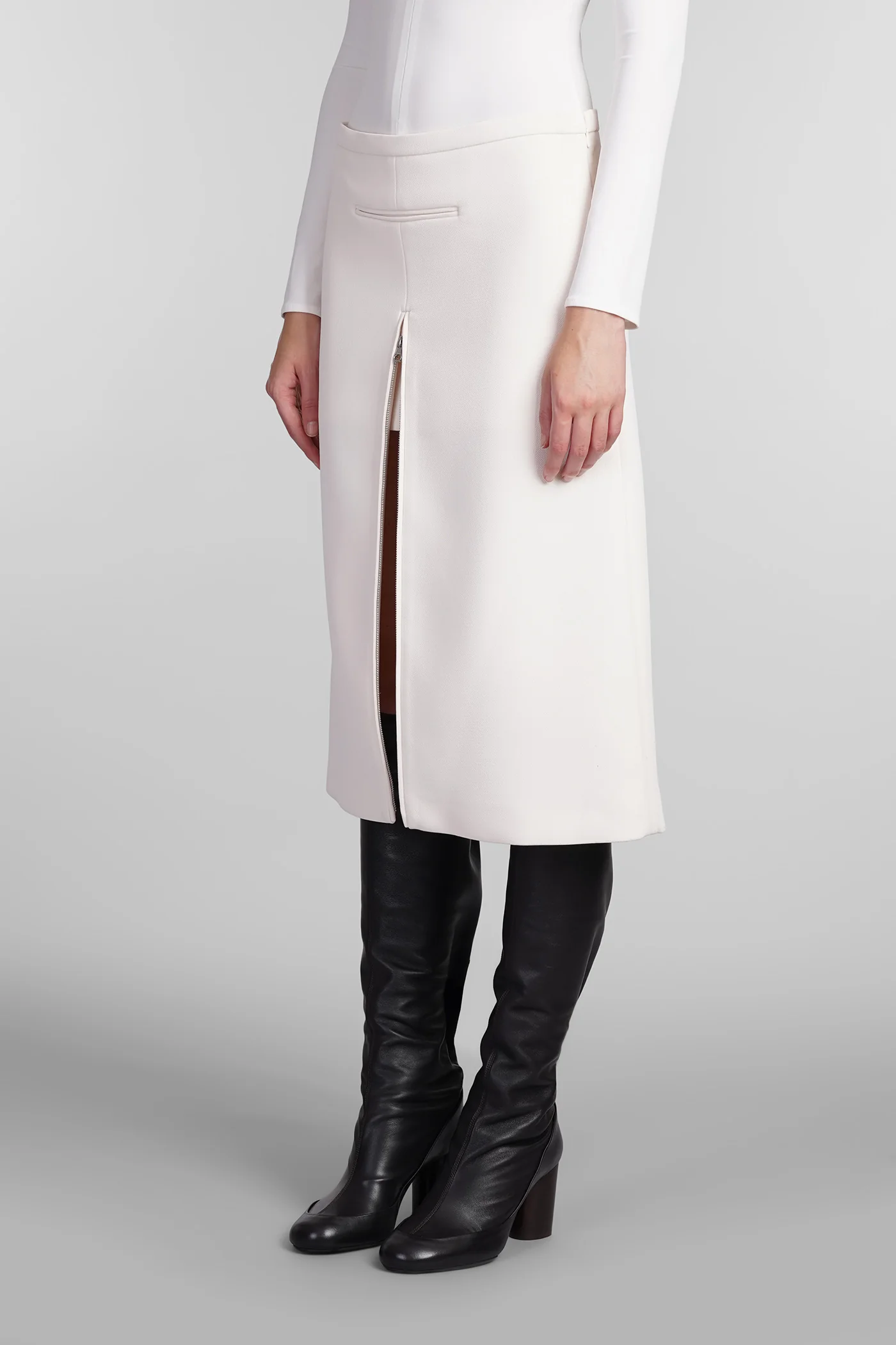 Skirt in beige polyester - Image 4