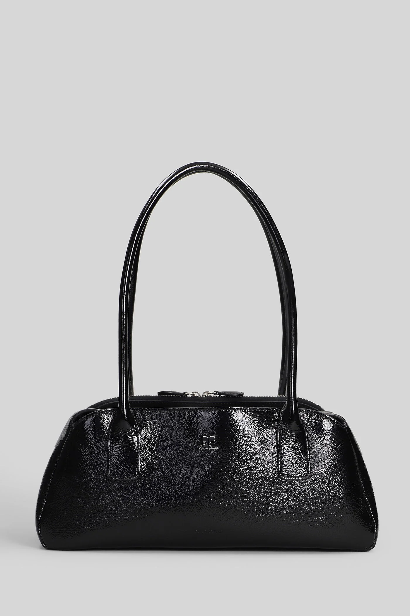 Strip naplack Shoulder bag in black leather