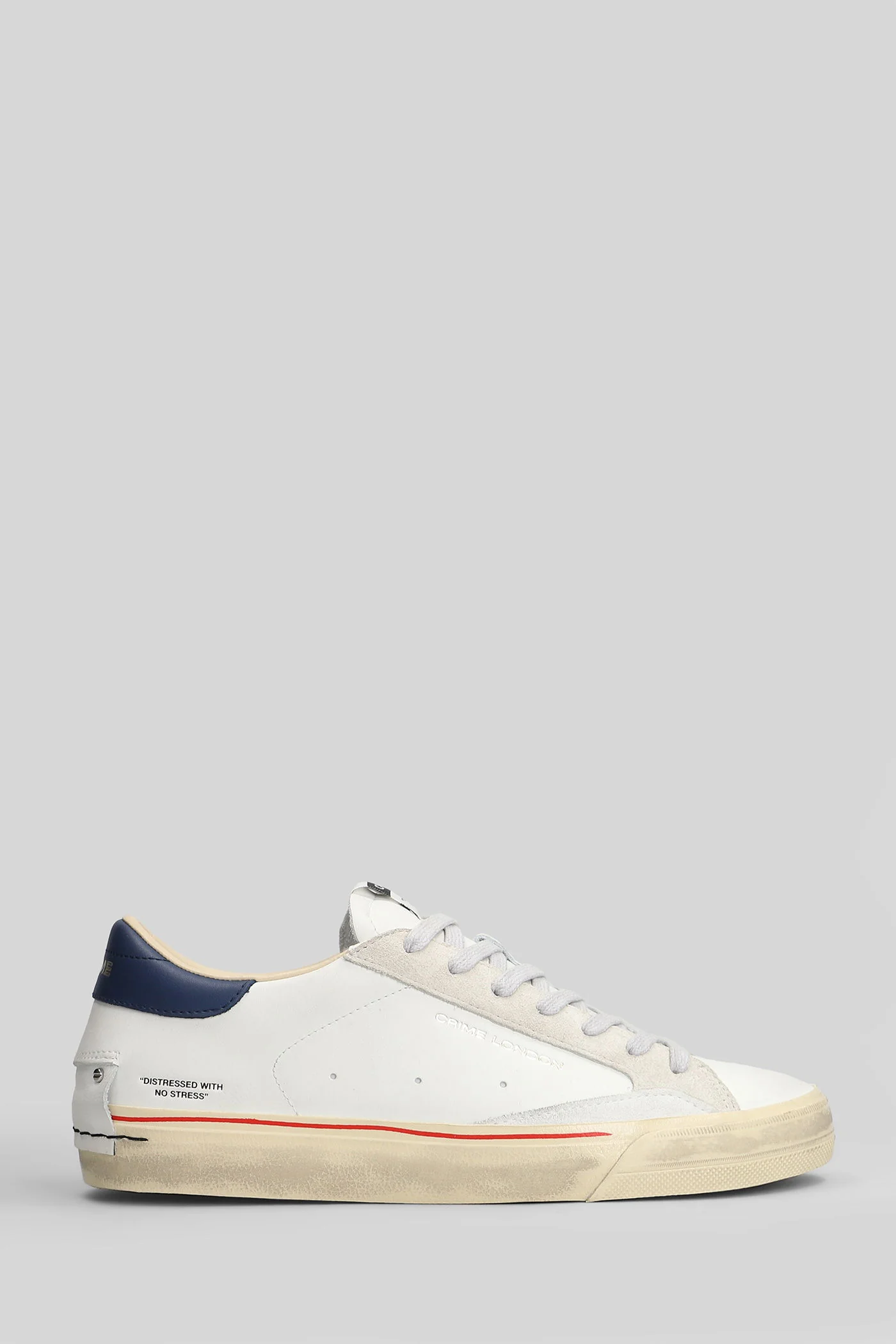 Distressed Lo Sneakers in white leather