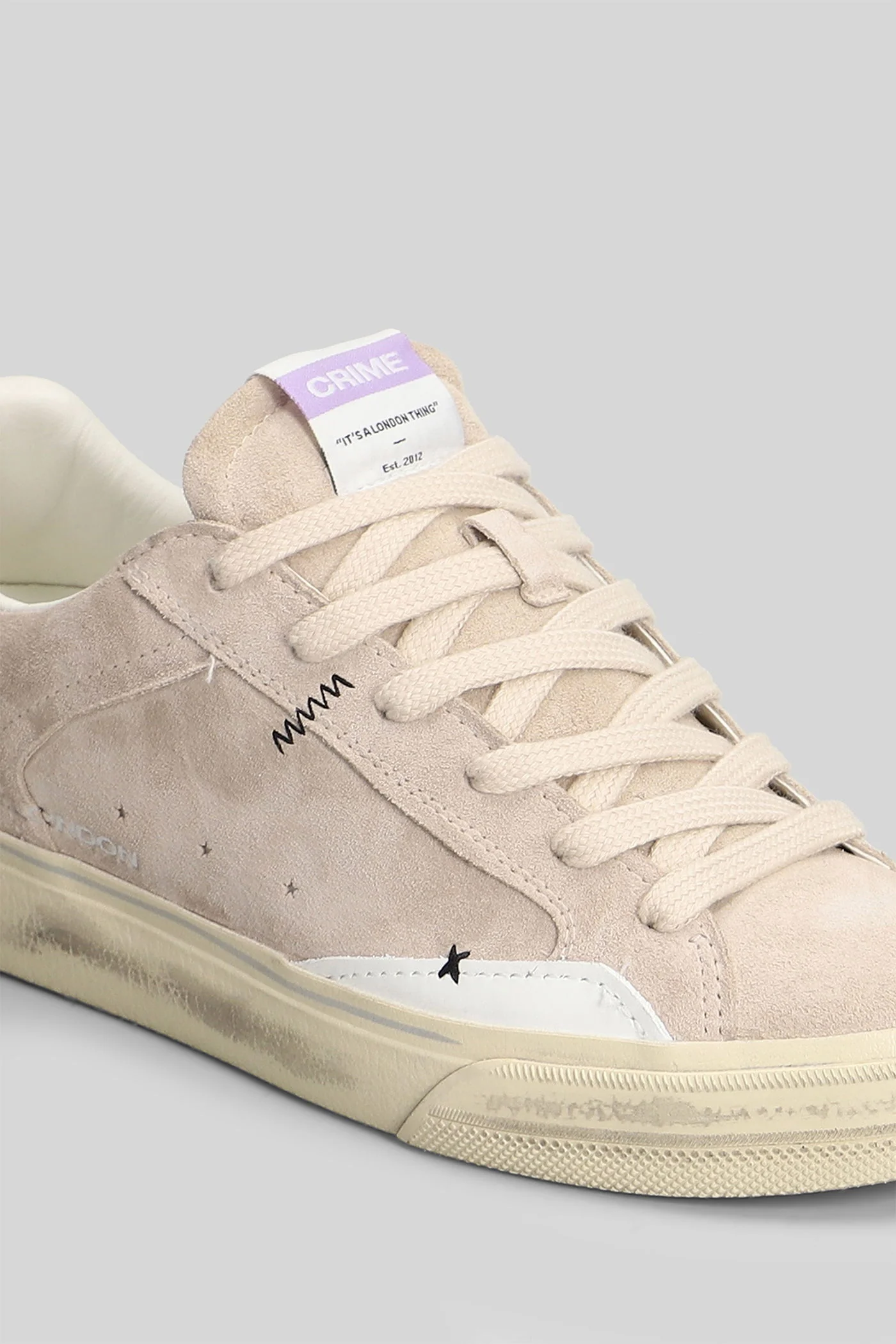 Distressed Sneakers in beige suede - Image 5