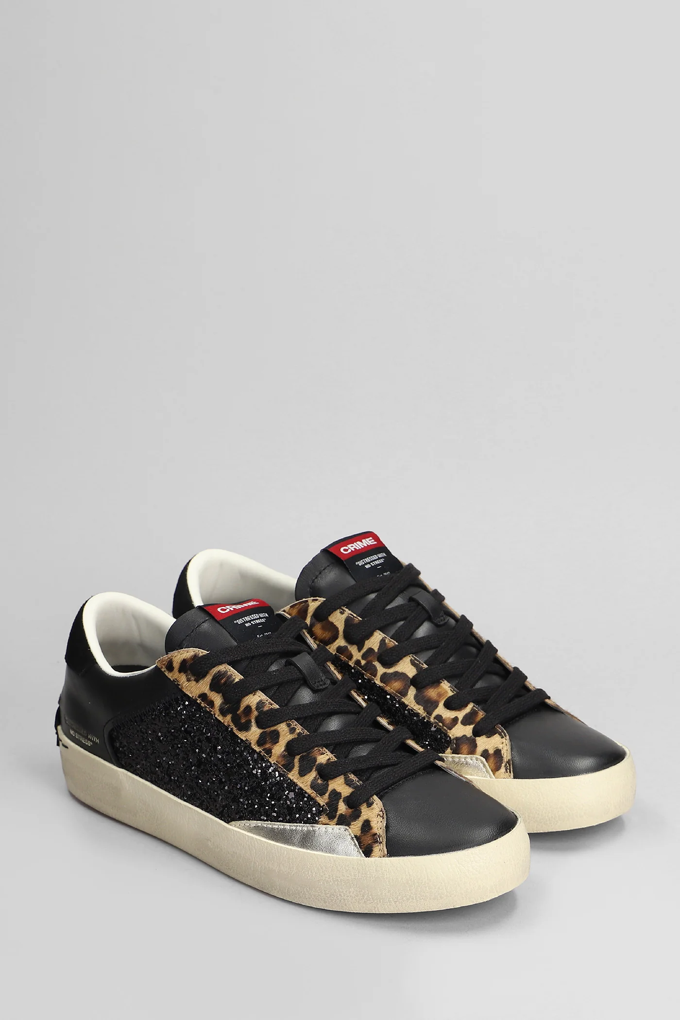 Distressed Sneakers in black leather - Image 2