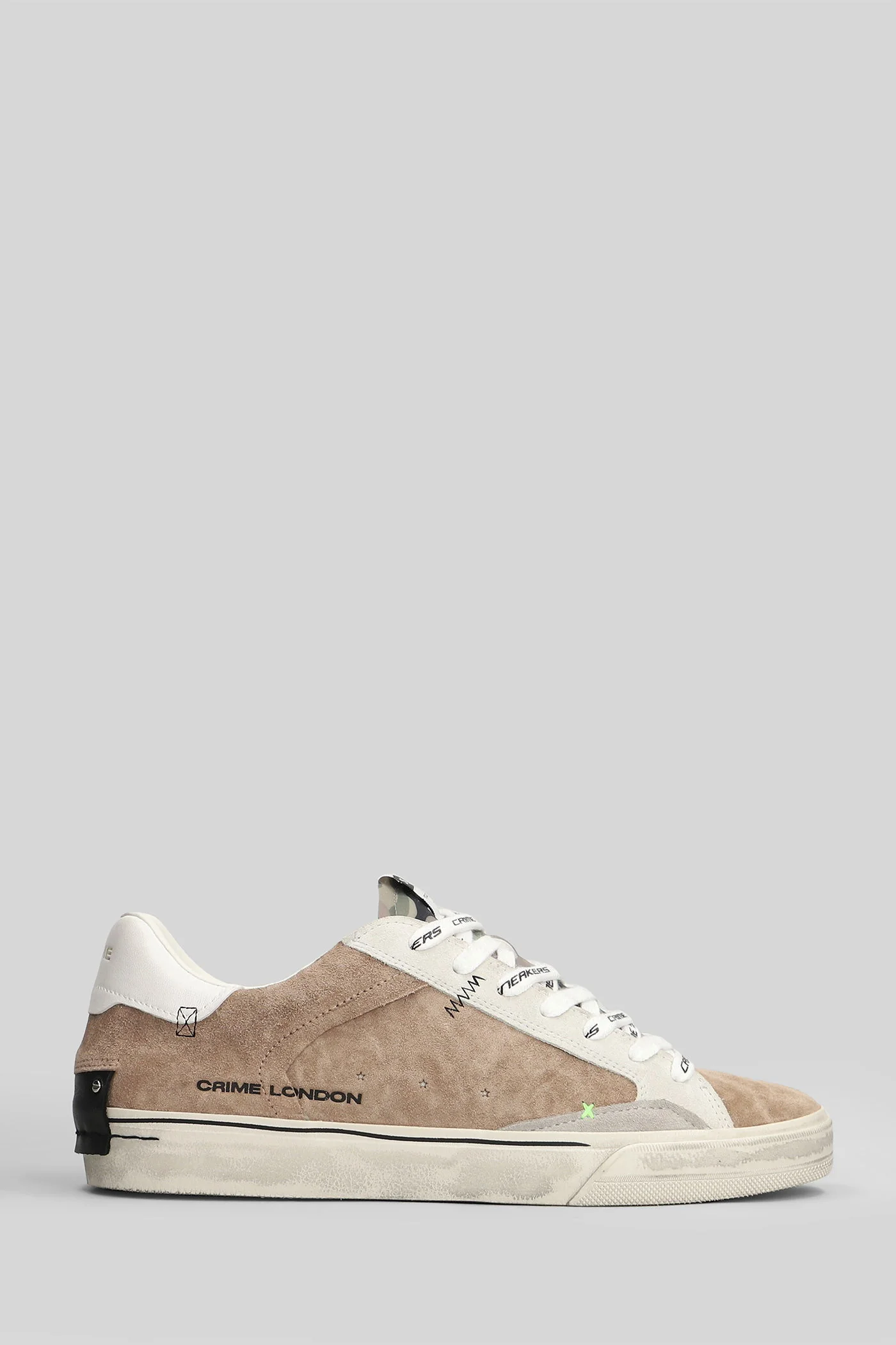 Distressed Sneakers in leather color suede