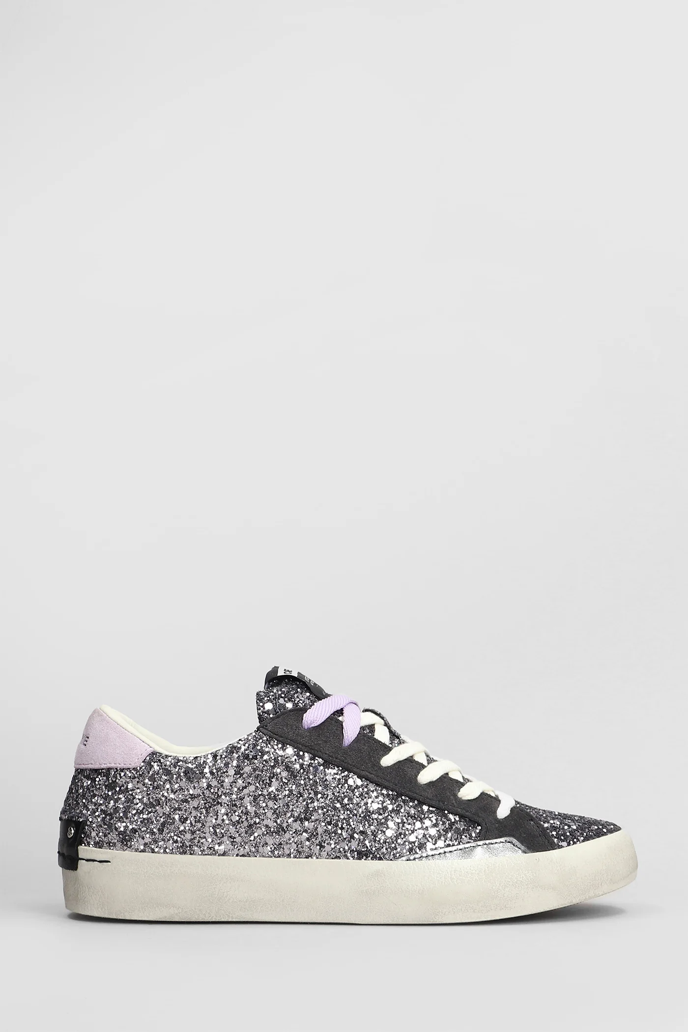 Distressed Sneakers in Viola glitter