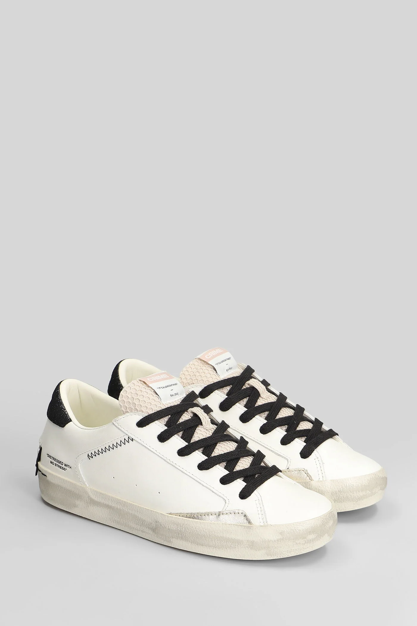 Distressed Sneakers in white leather - Image 2