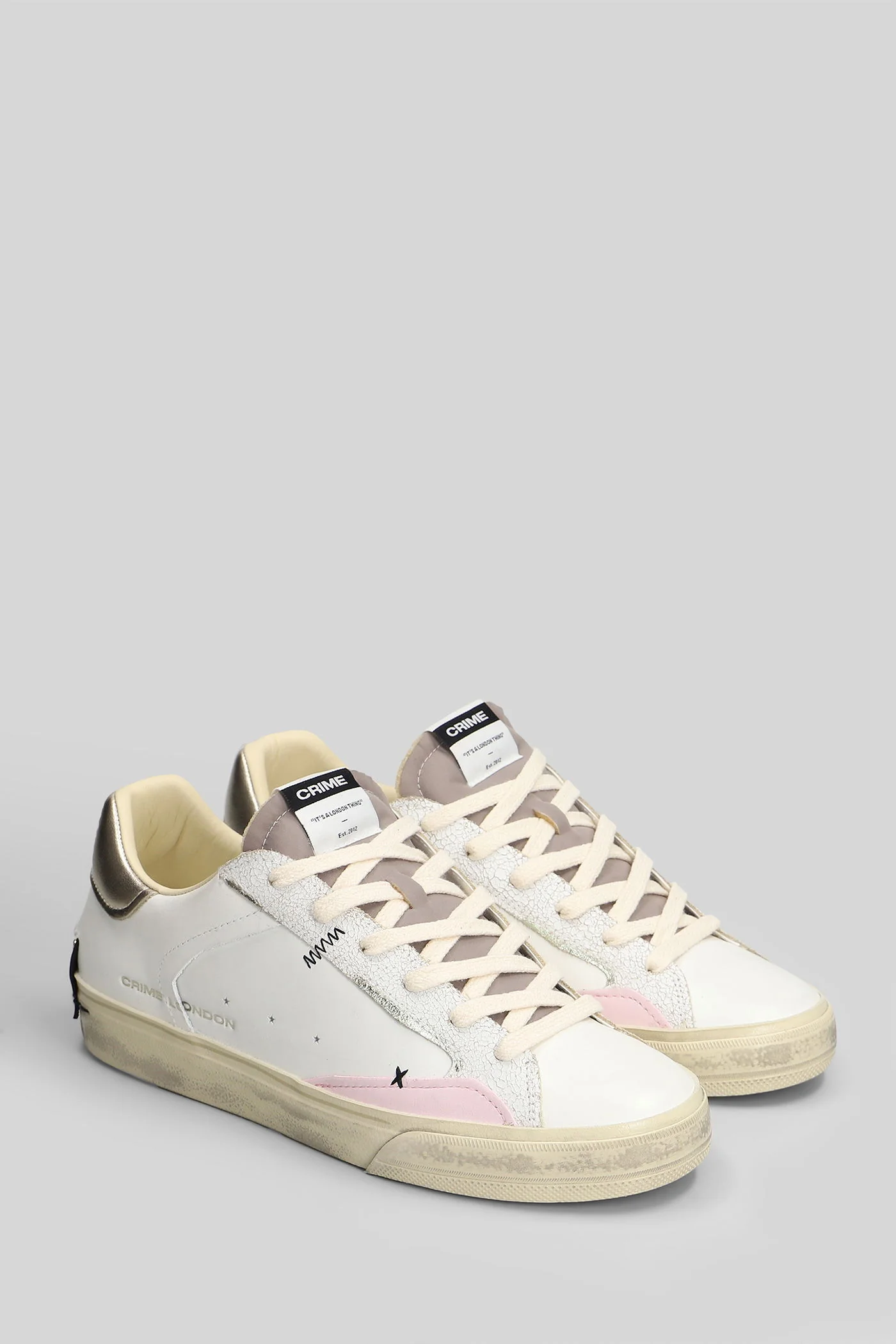 Distressed Sneakers in white leather - Image 2